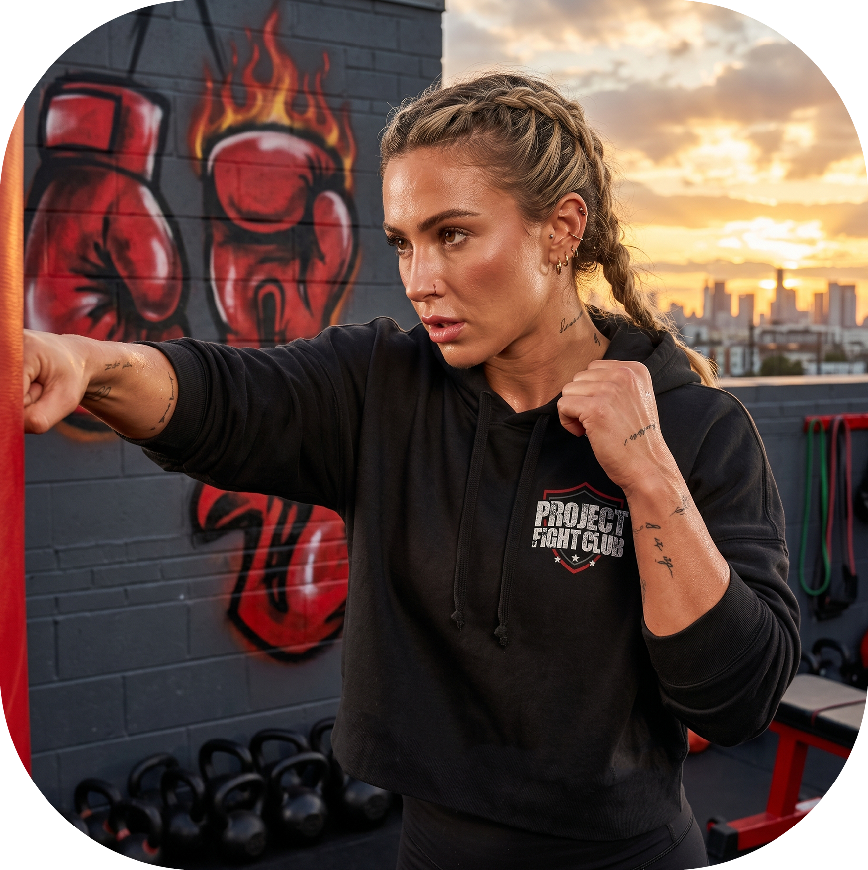 WOMENS BLACK CROPPED HOODIE 2 - HONOR FIREFIGHTERS & EMTs