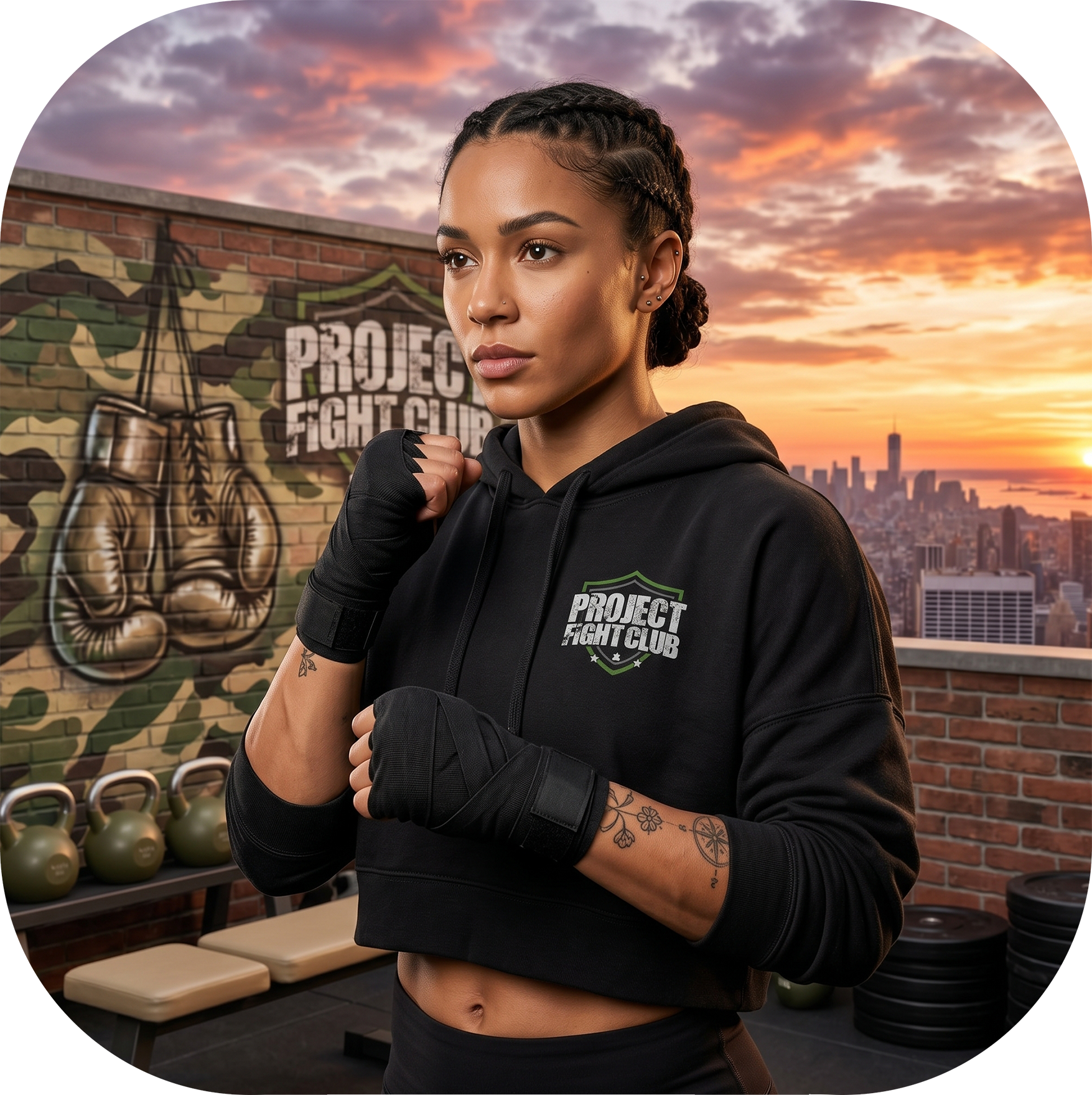 WOMENS BLACK CROP HOODIE 2 - HONOR SOLDIERS & VETERANS