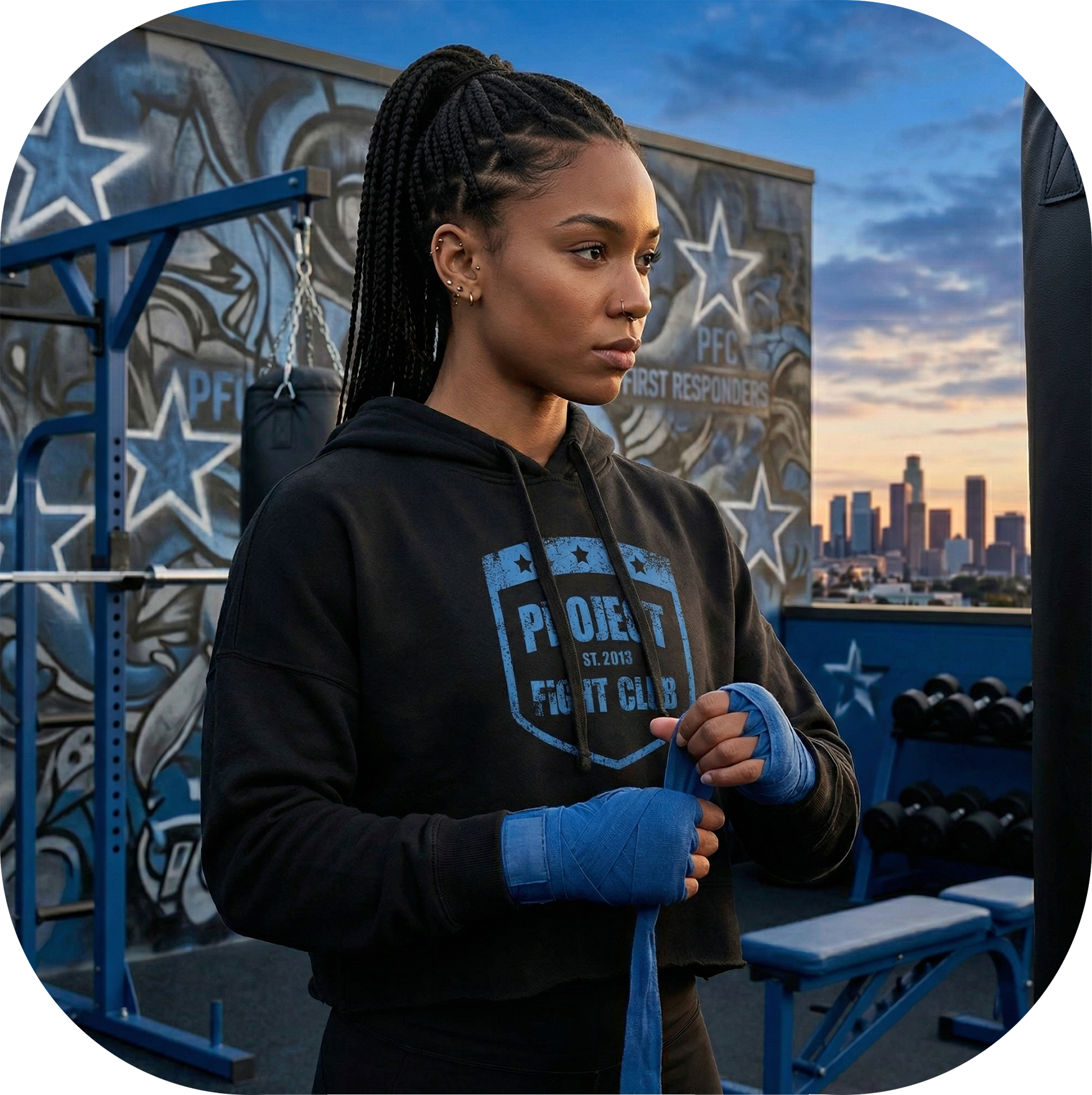BLACK CROPPED HOODIE 3 - SUPPORT POLICE