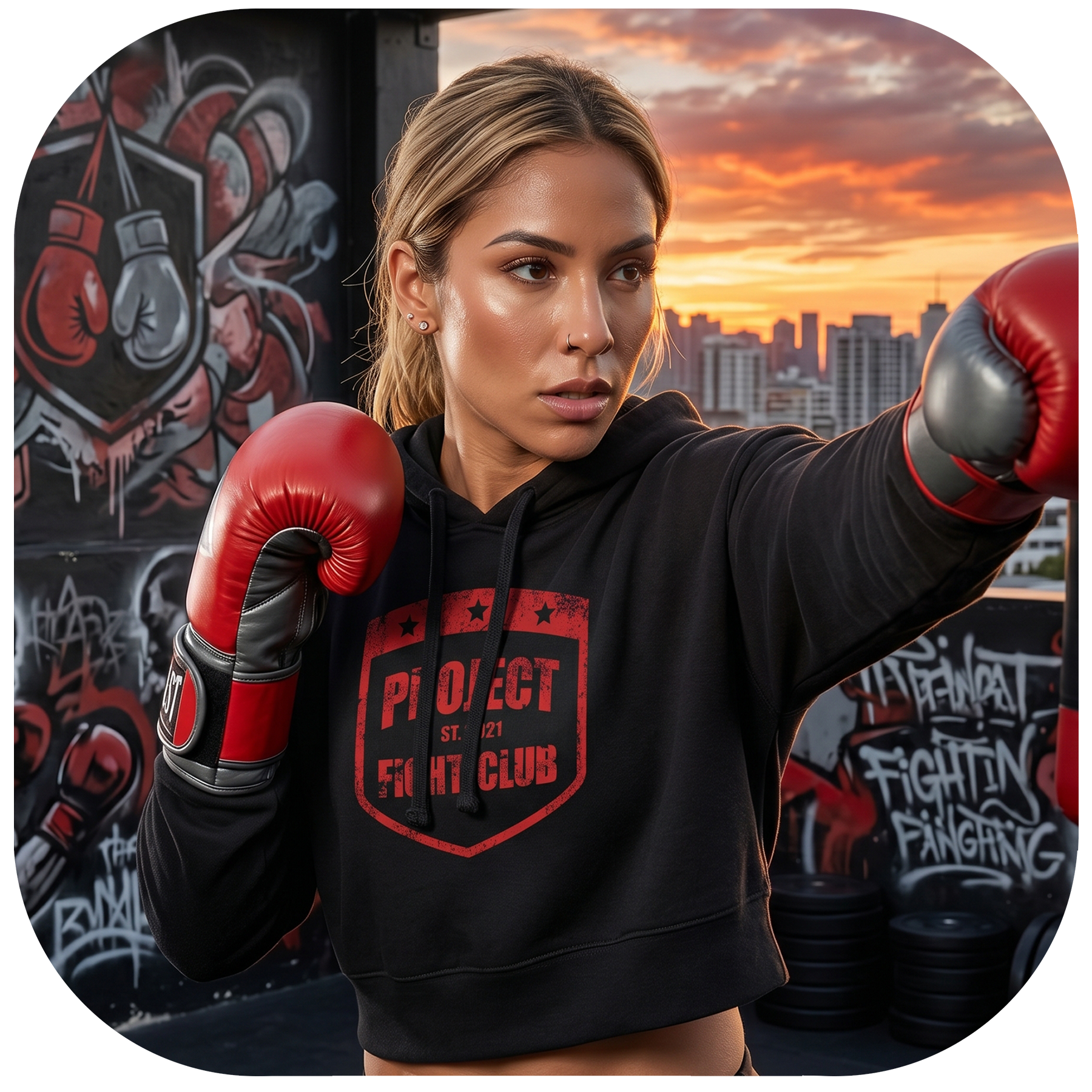 WOMENS BLACK CROPPED HOODIE 3 - HONOR FIREFIGHTERS & EMTs