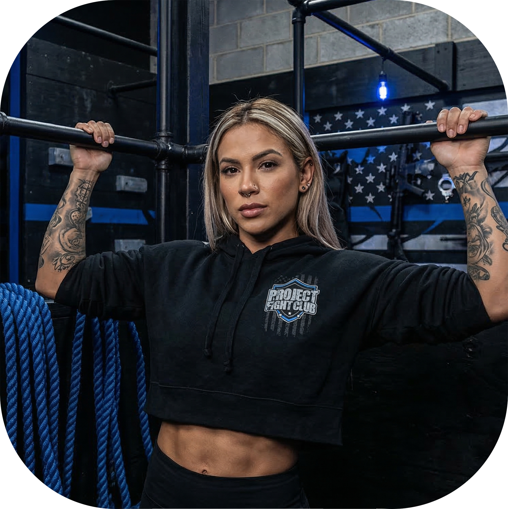 BLACK CROPPED HOODIE - SUPPORT POLICE