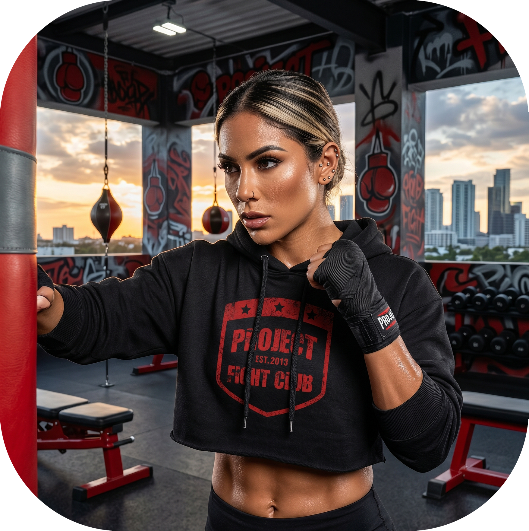 WOMENS BLACK CROPPED HOODIE 3 - HONOR FIREFIGHTERS & EMTs