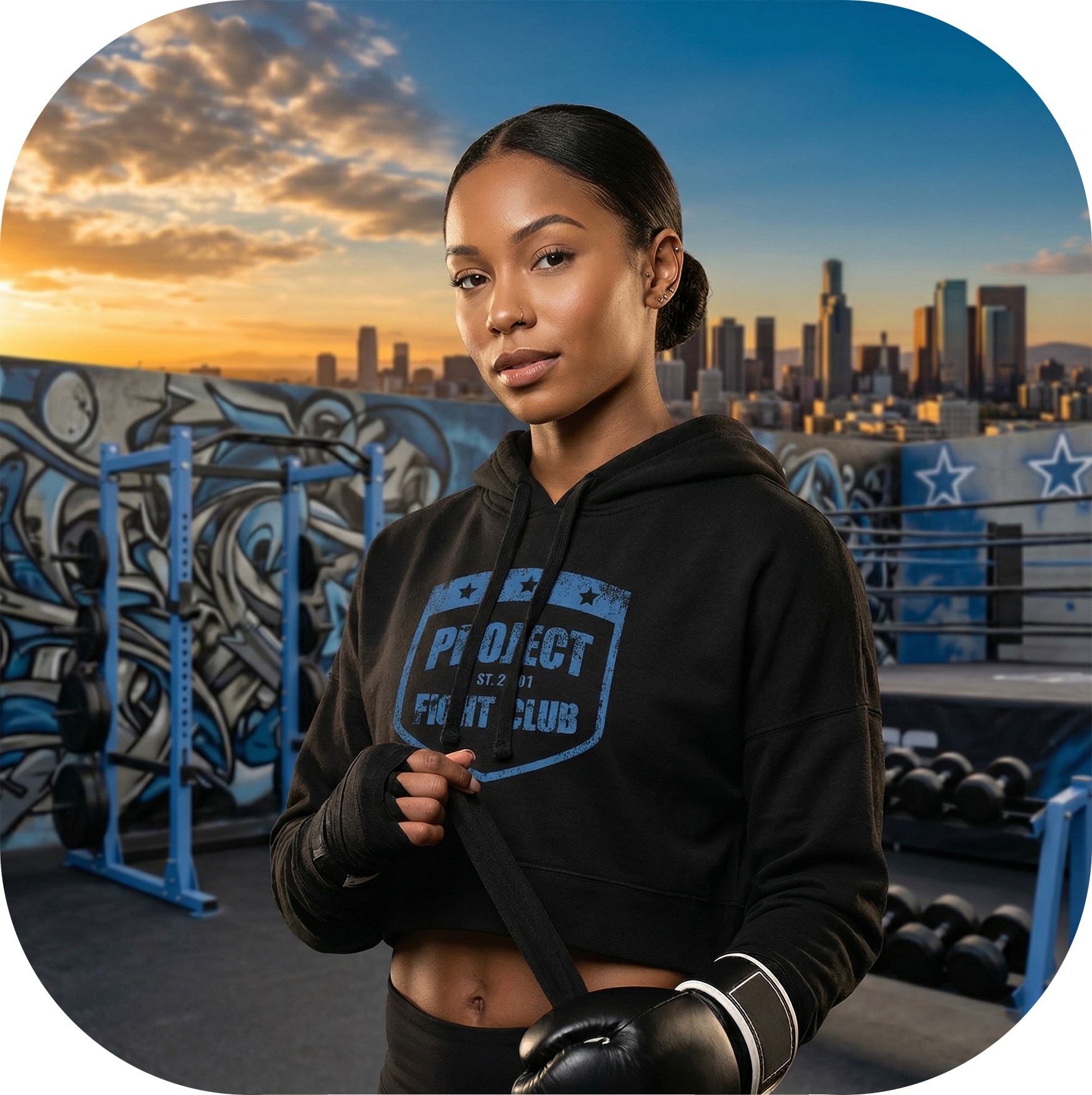 BLACK CROPPED HOODIE 3 - SUPPORT POLICE