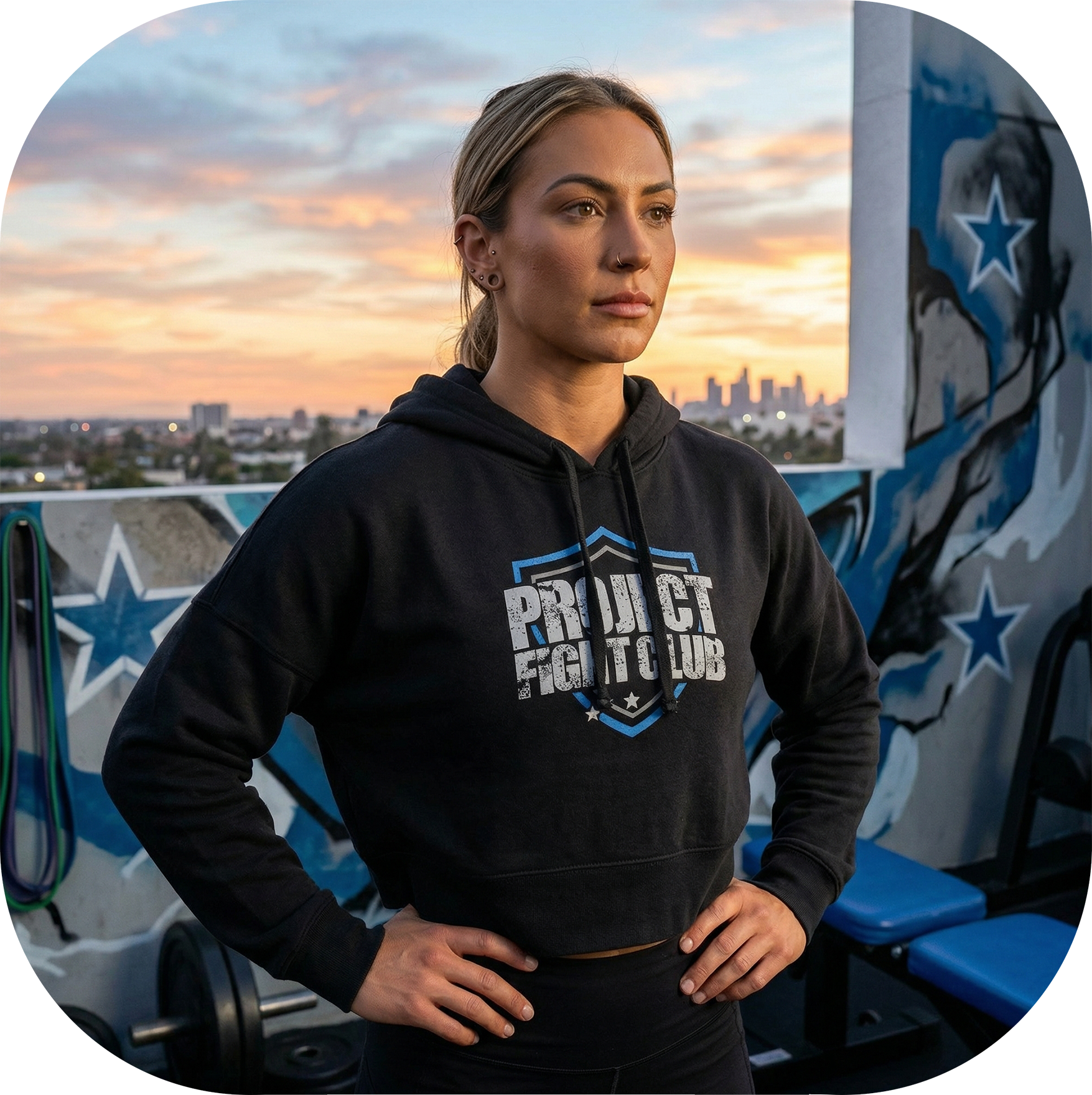 BLACK CROPPED HOODIE 4 - SUPPORT POLICE