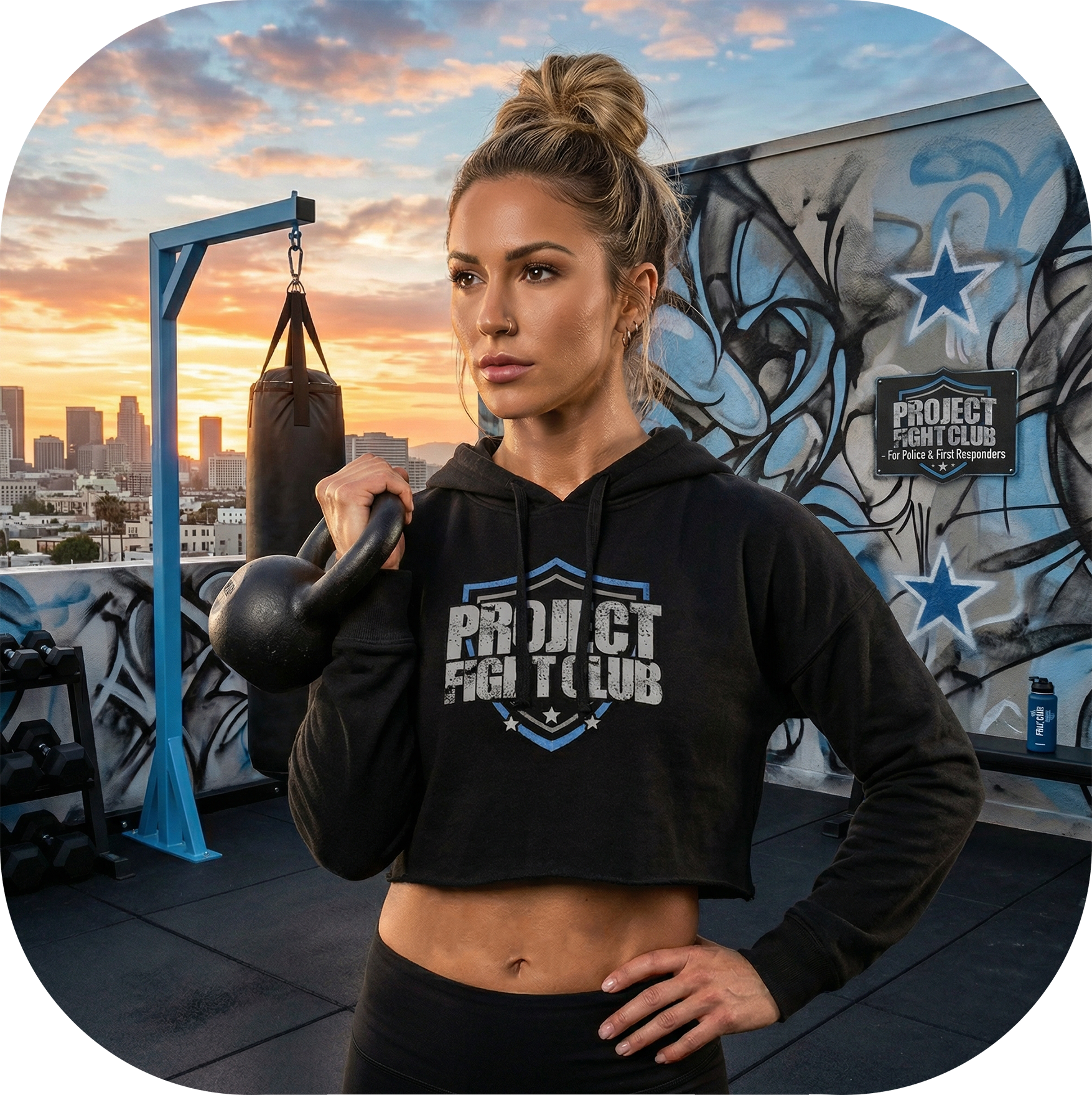 BLACK CROPPED HOODIE 4 - SUPPORT POLICE