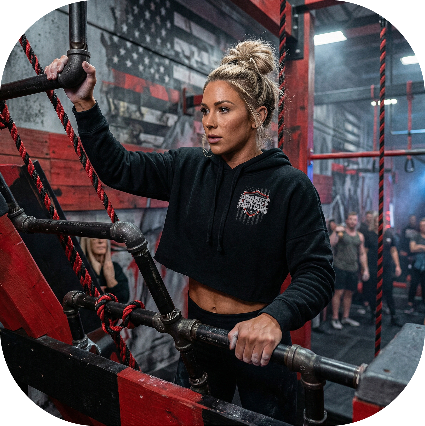 WOMENS BLACK CROP HOODIE 4 - HONOR SOLDIERS & VETERANS