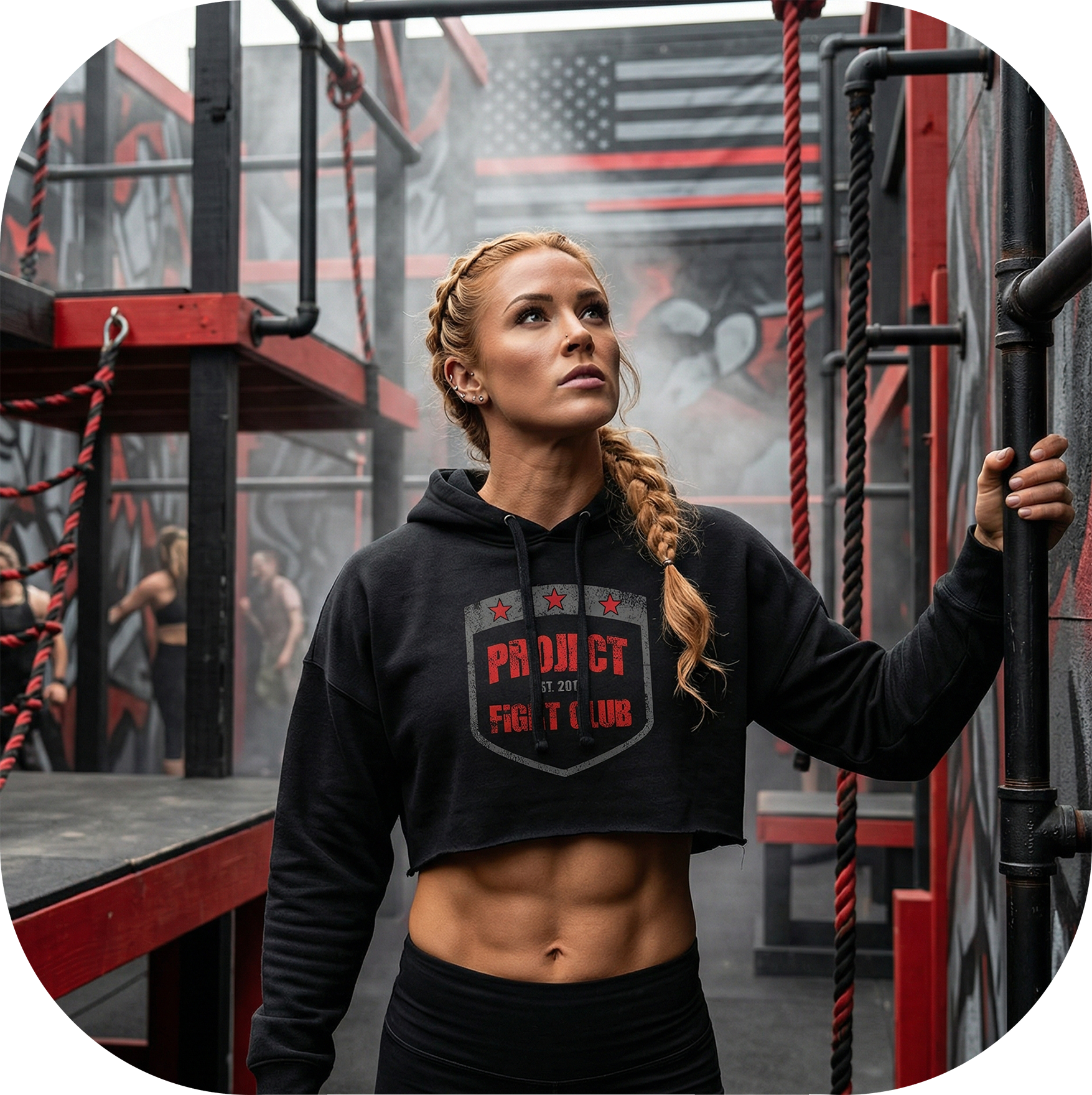 WOMENS BLACK CROPPED HOODIE - HONOR FIREFIGHTERS & EMTs