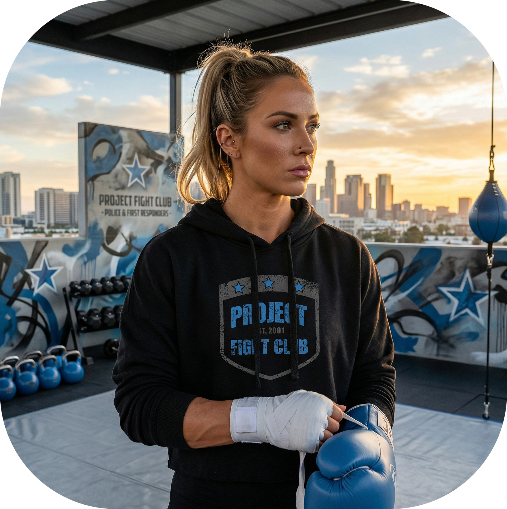 BLACK CROPPED HOODIE - SUPPORT POLICE