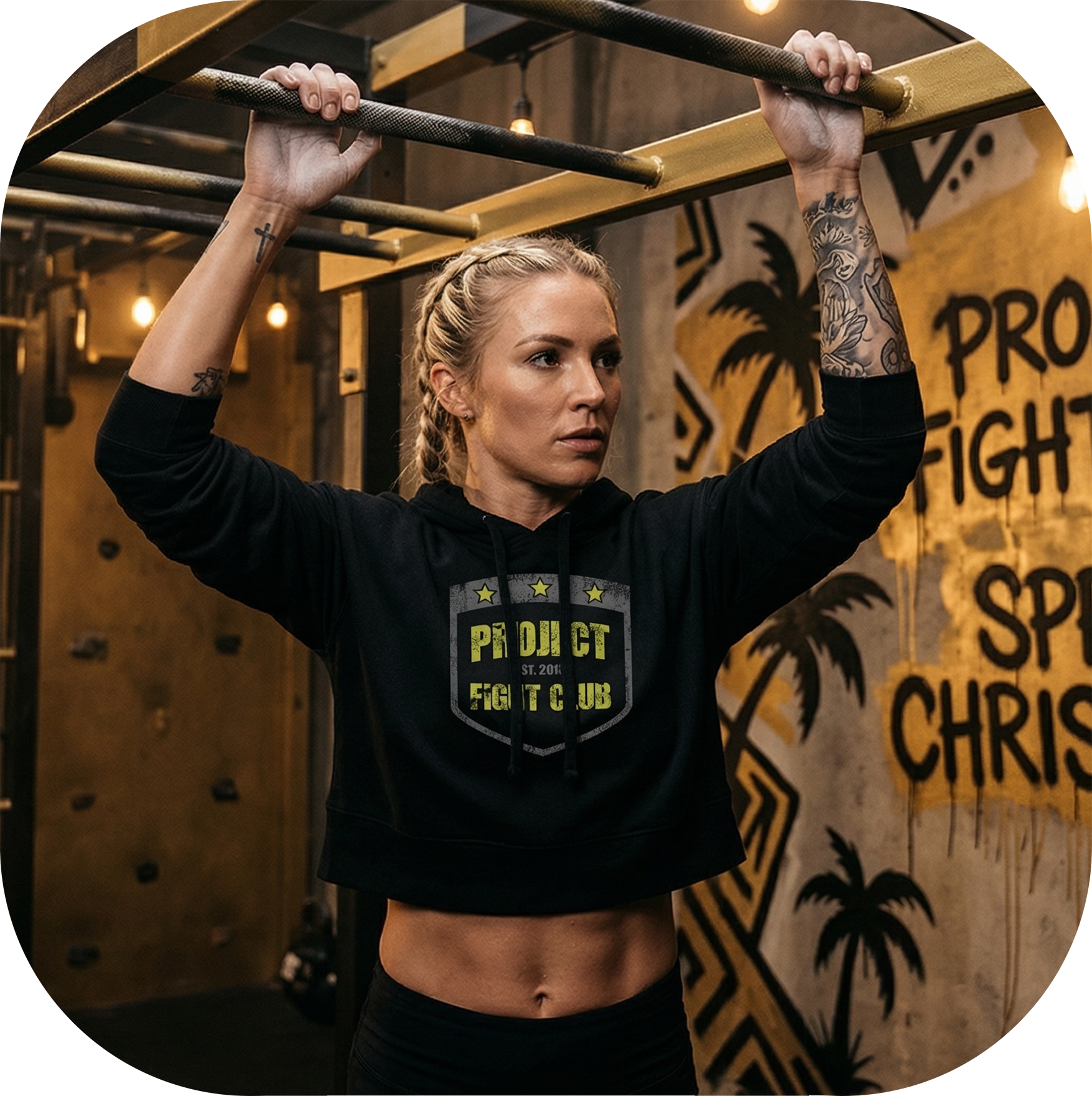 WOMENS BLACK CROPPED HOODIE - SPREAD CHRISTIANITY