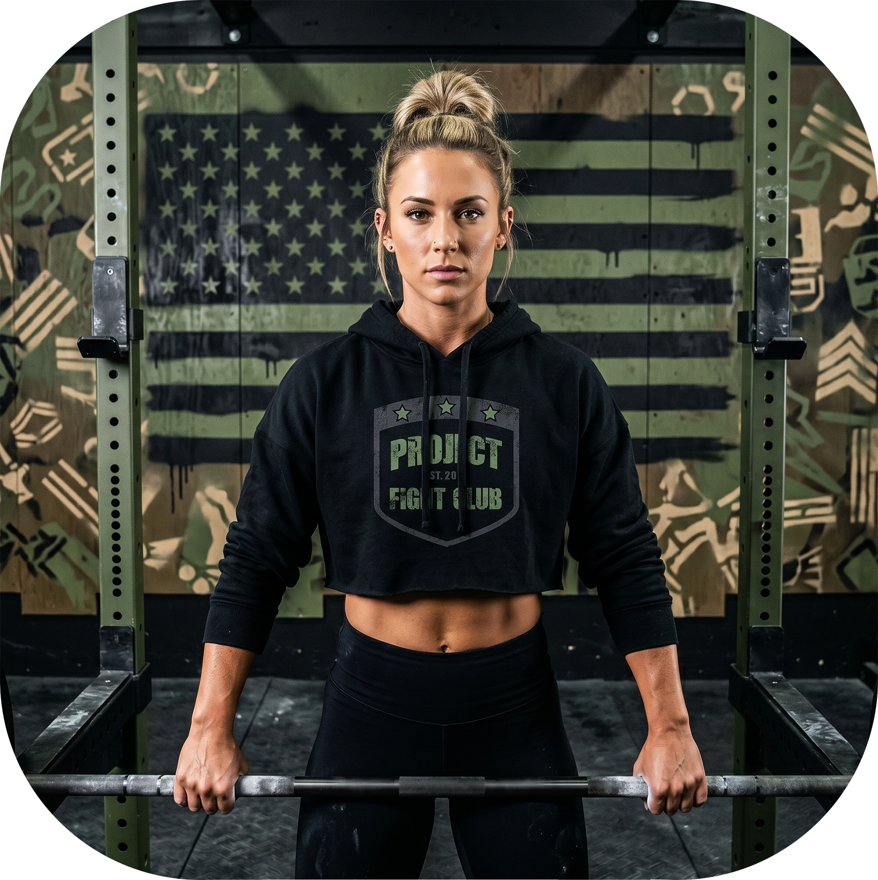 WOMENS BLACK CROP HOODIE - HONOR SOLDIERS & VETERANS