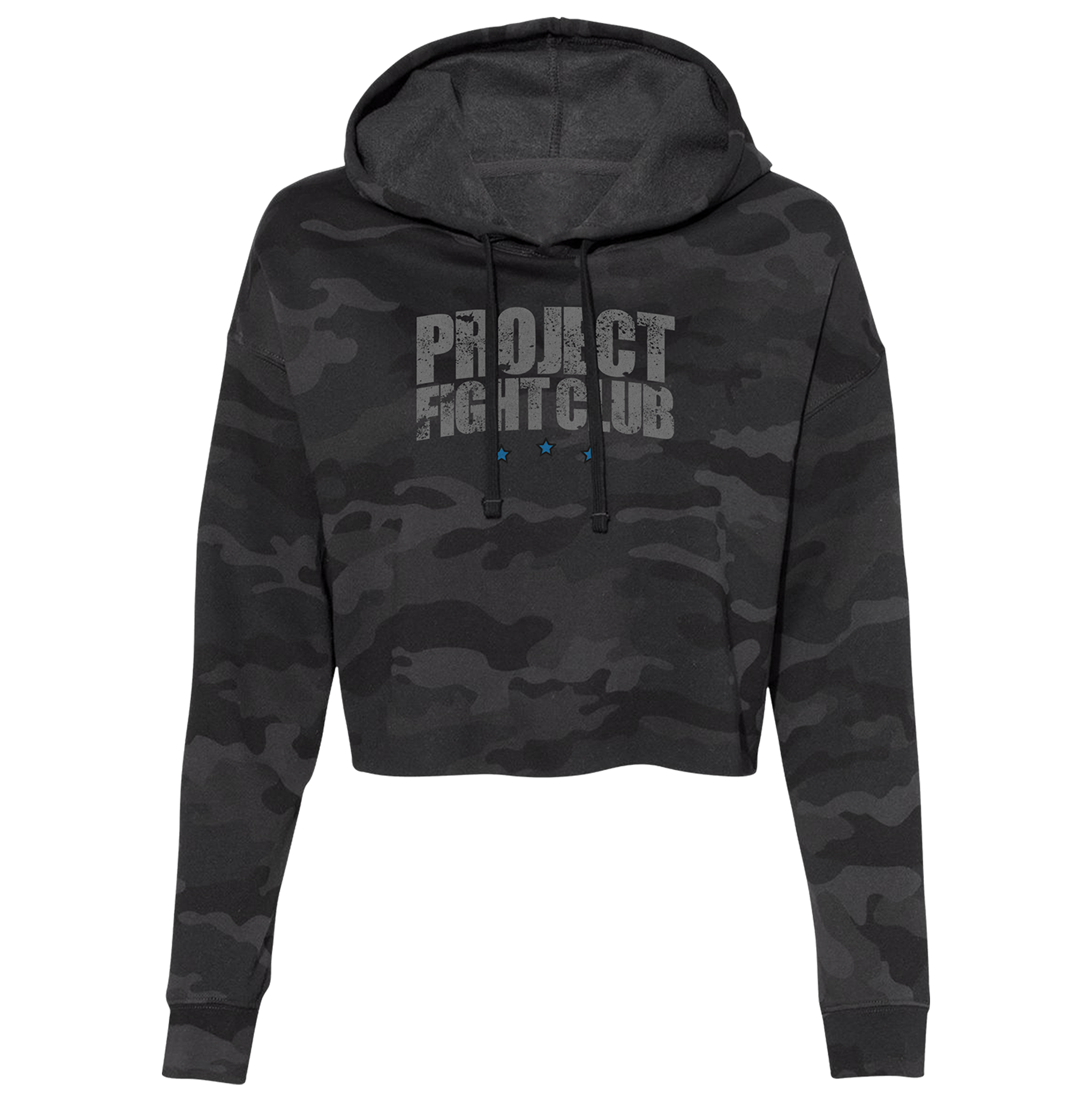 WOMENS BLACK CAMO CROPPED HOODIE - SUPPORT POLICE