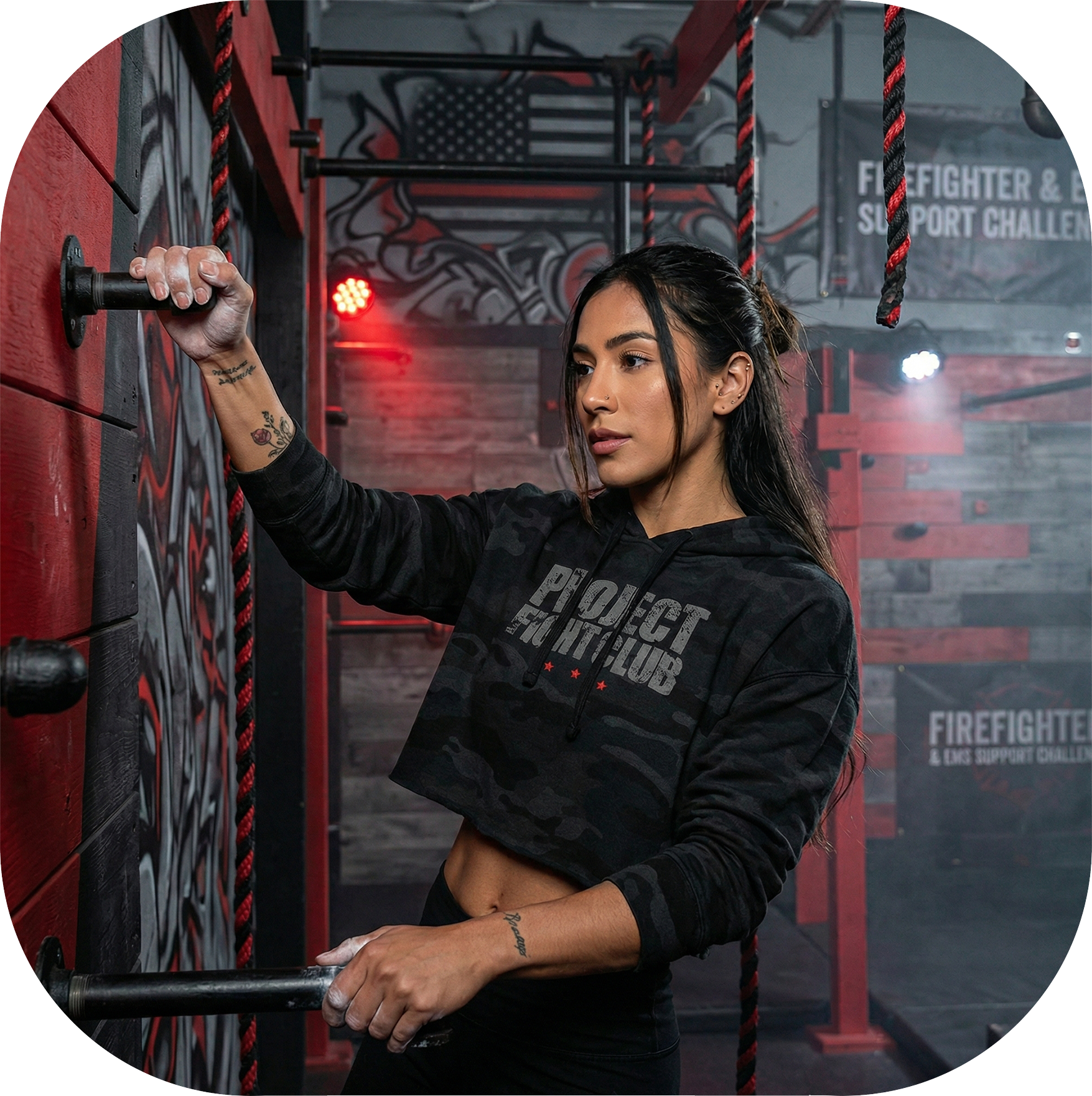 BLACK CAMO CROPPED HOODIE - HONOR FIREFIGHTERS & EMTs