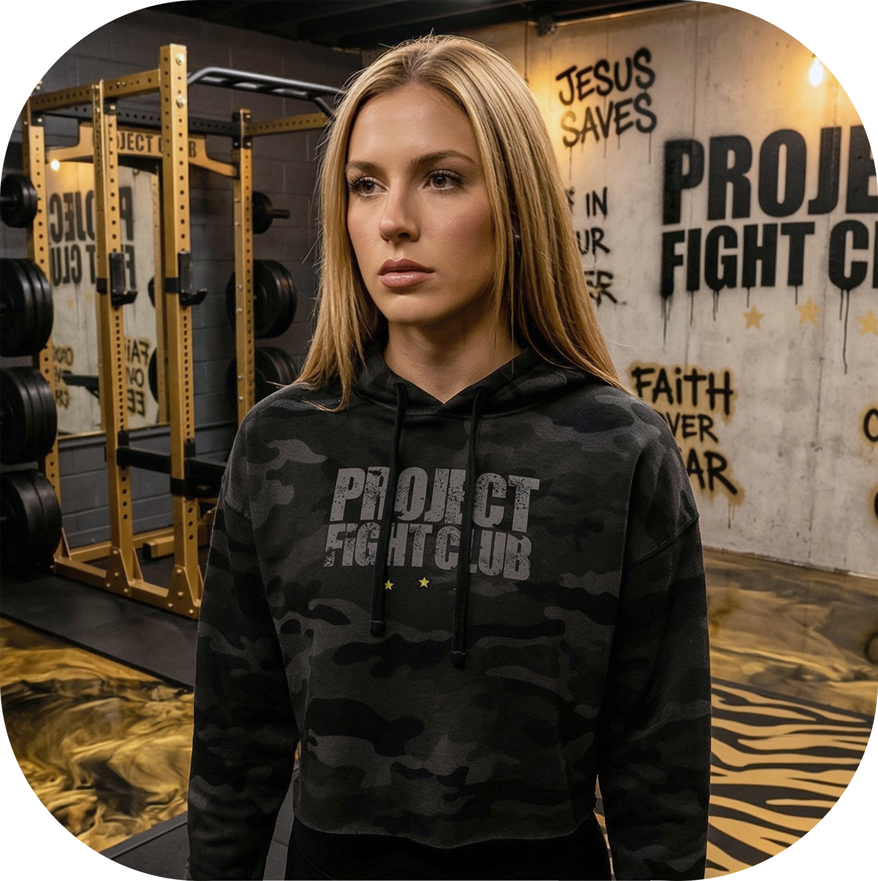 BLACK CAMO CROPPED HOODIE - SPREAD CHRISTIANITY