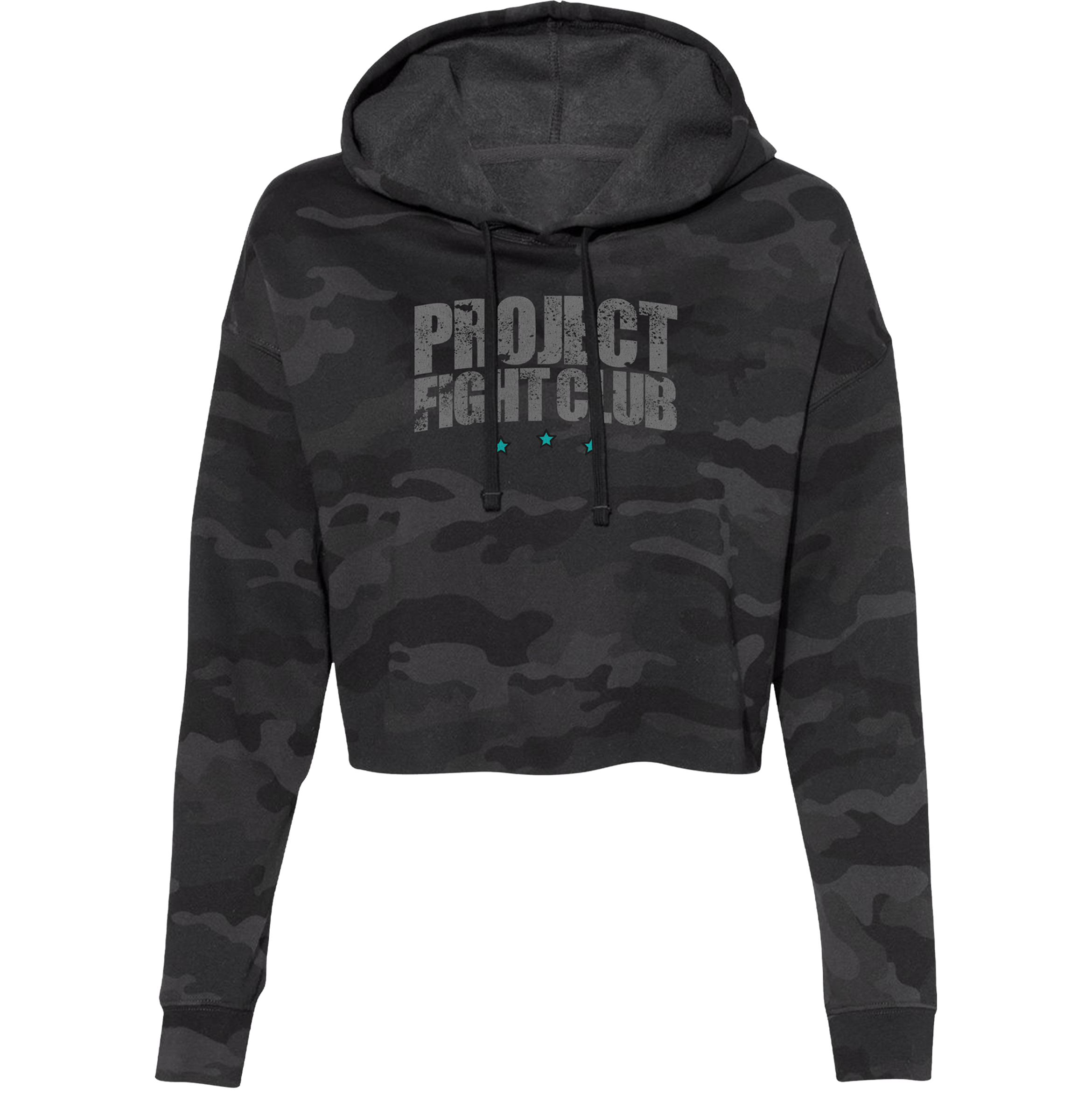 WOMENS BLACK CAMO CROPPED HOODIE - FIGHT ADDICTION