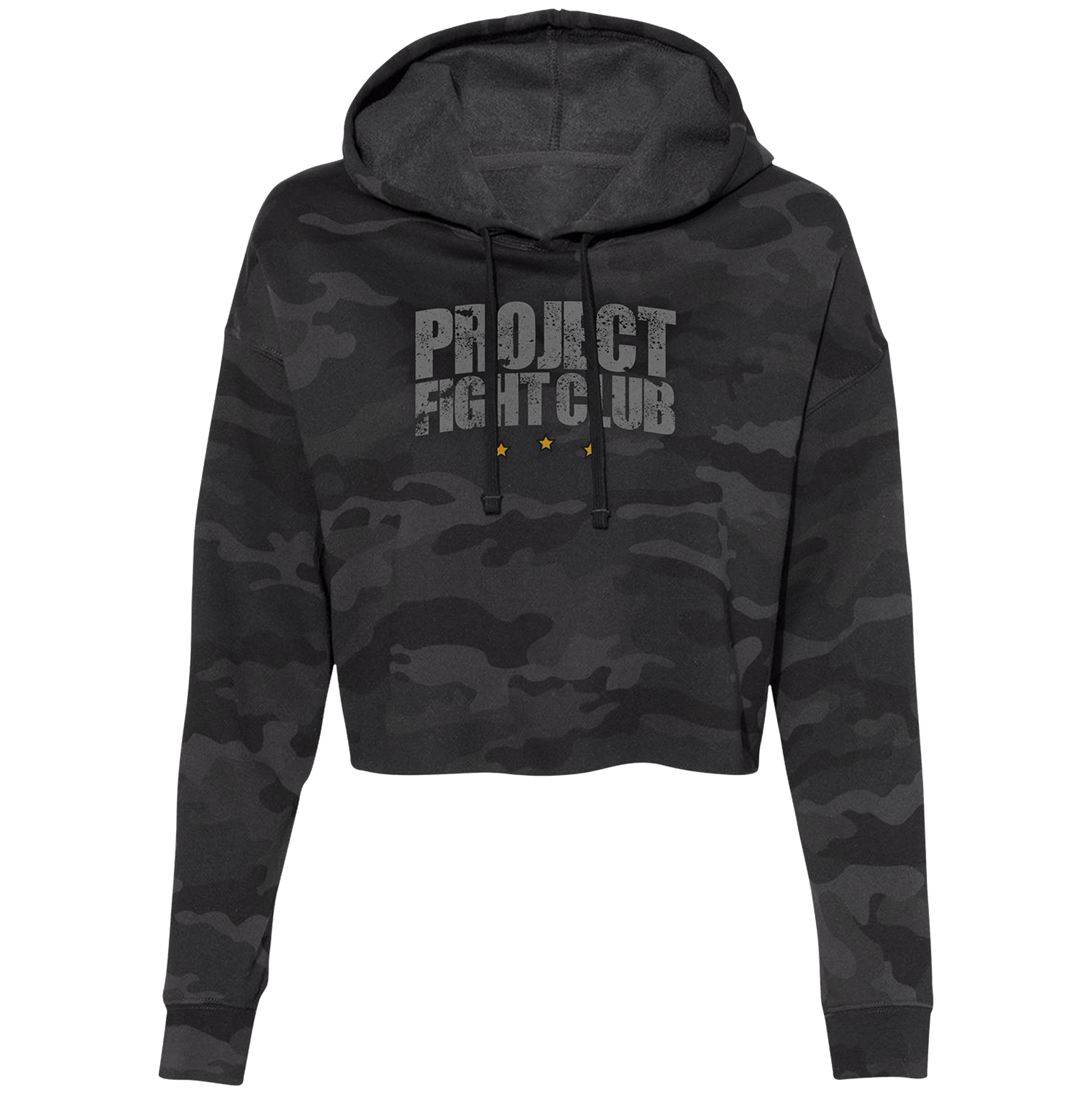 WOMENS BLACK CAMO CROPPED HOODIE - PROTECT ANIMALS & WILDLIFE