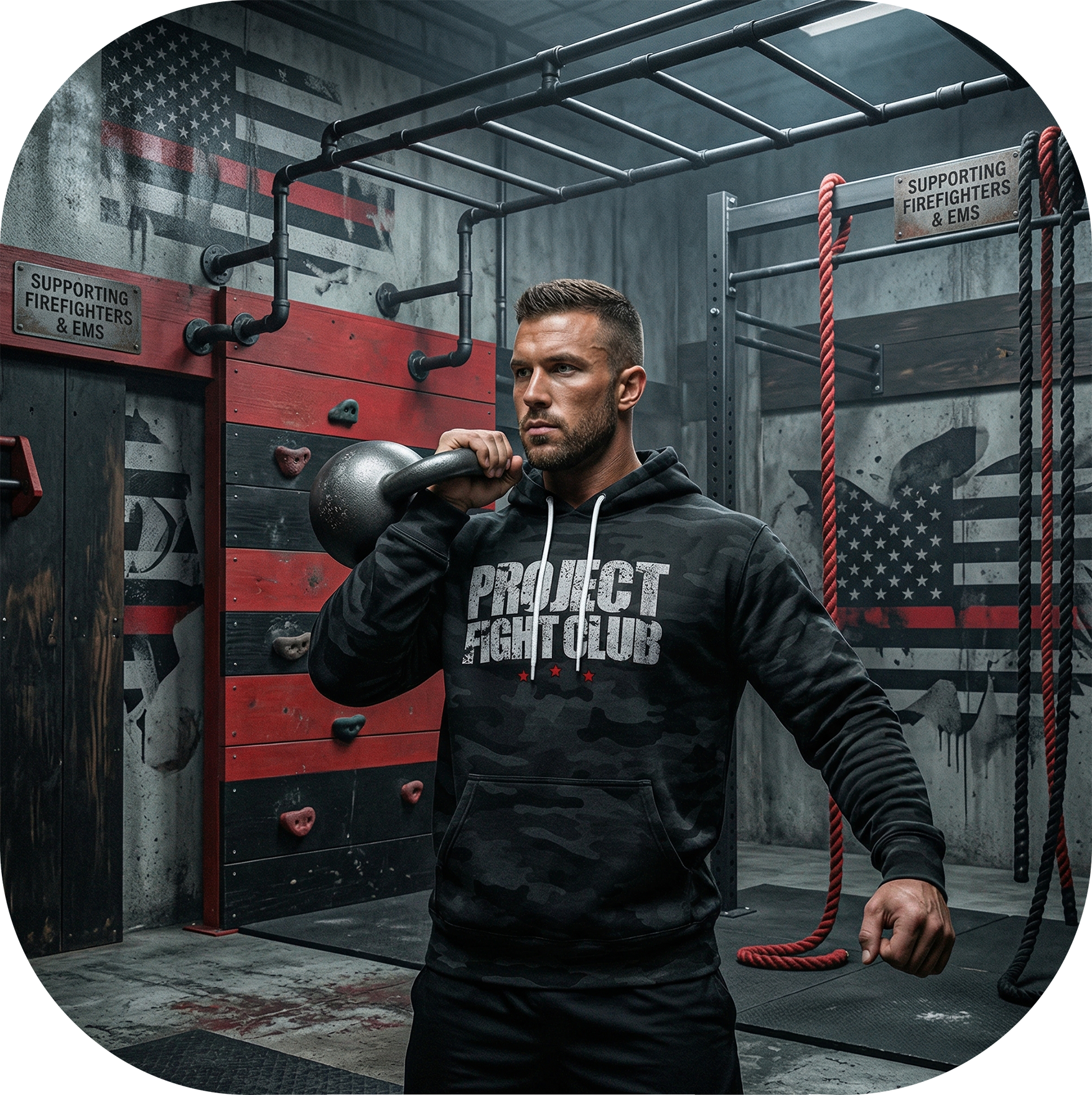 BLACK CAMO LIGHTWEIGHT HOODIE - HONOR FIREFIGHTERS & EMTs