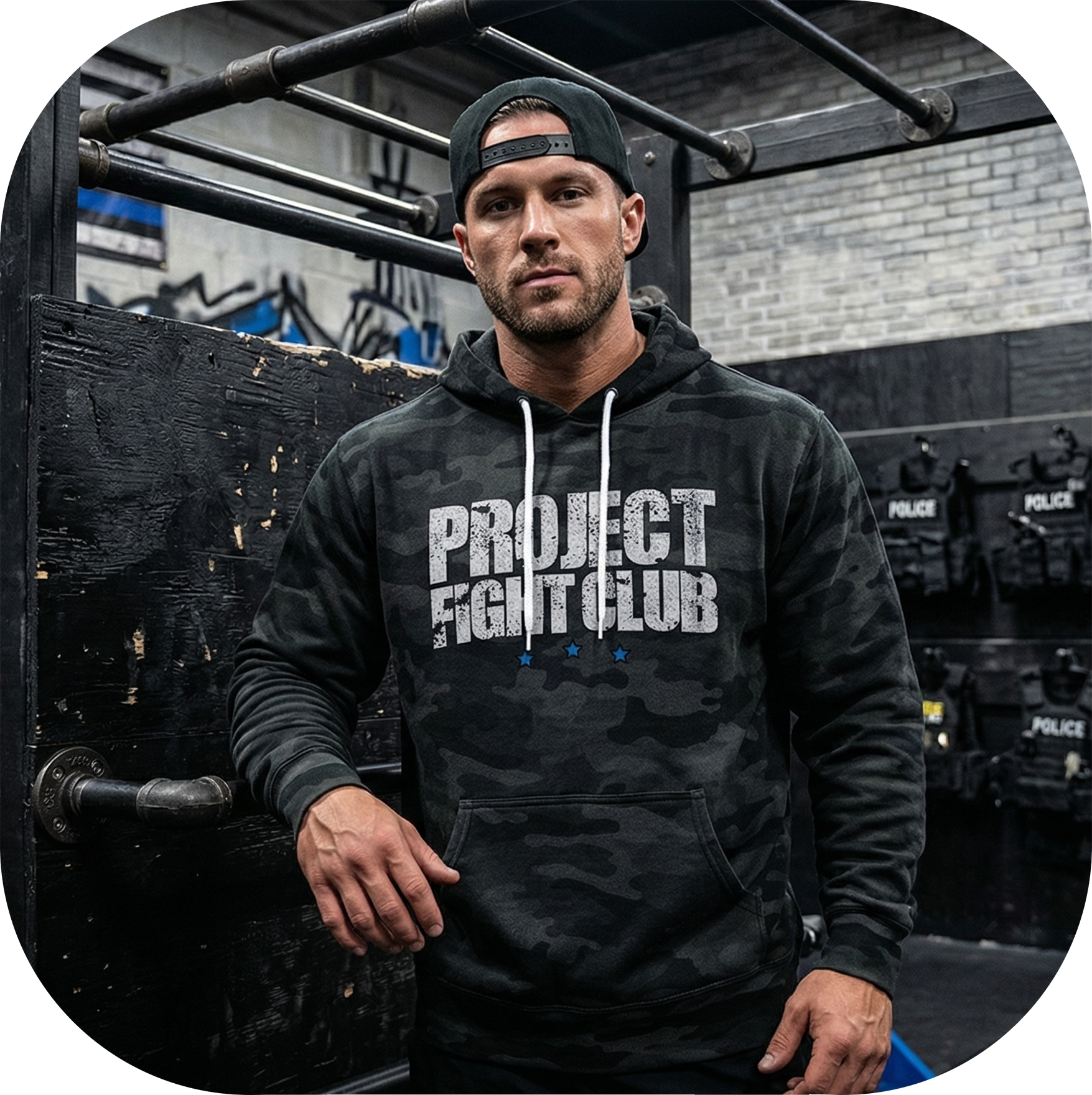 BLACK CAMO LIGHTWEIGHT HOODIE - SUPPORT POLICE