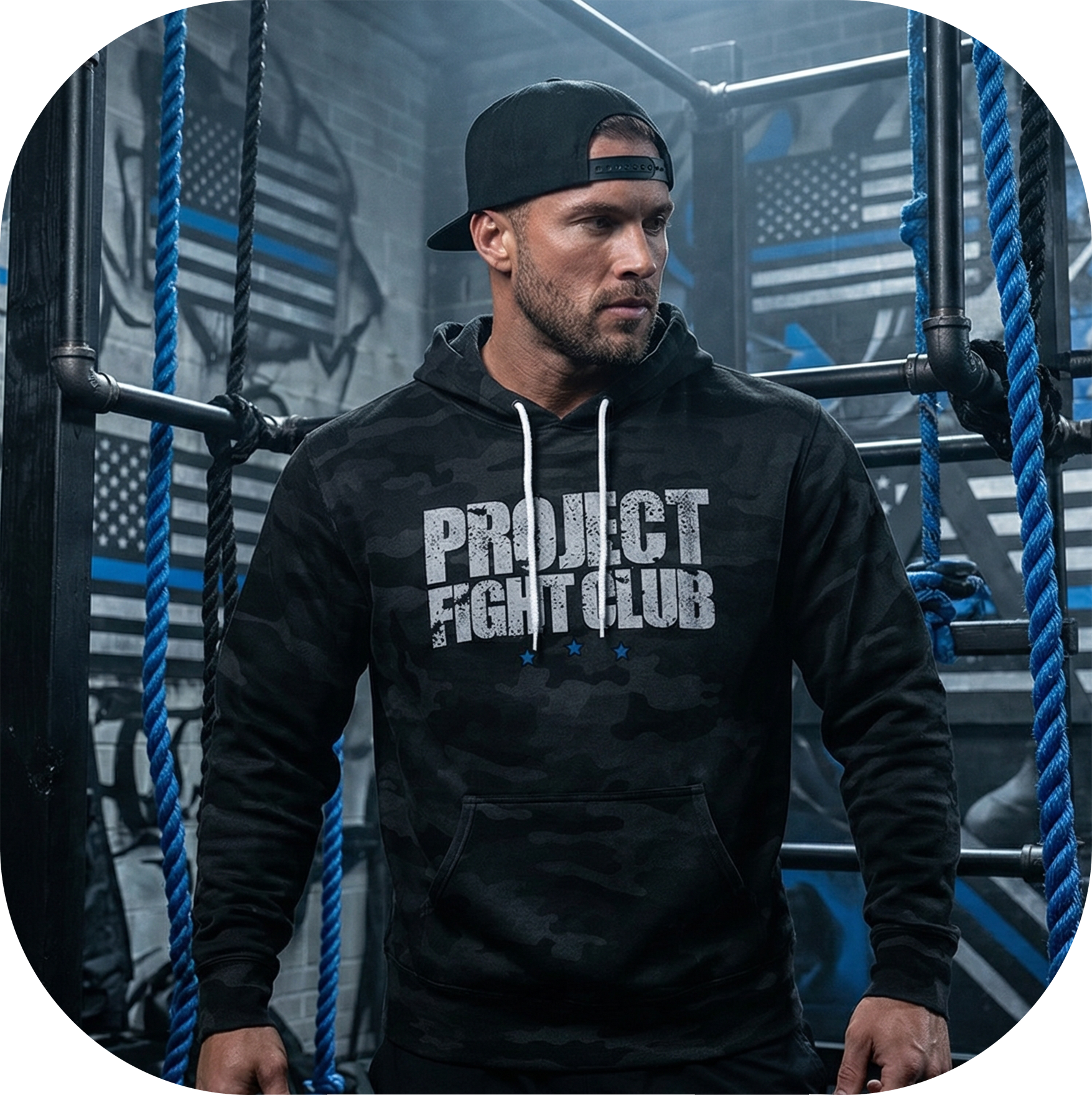 BLACK CAMO LIGHTWEIGHT HOODIE - SUPPORT POLICE