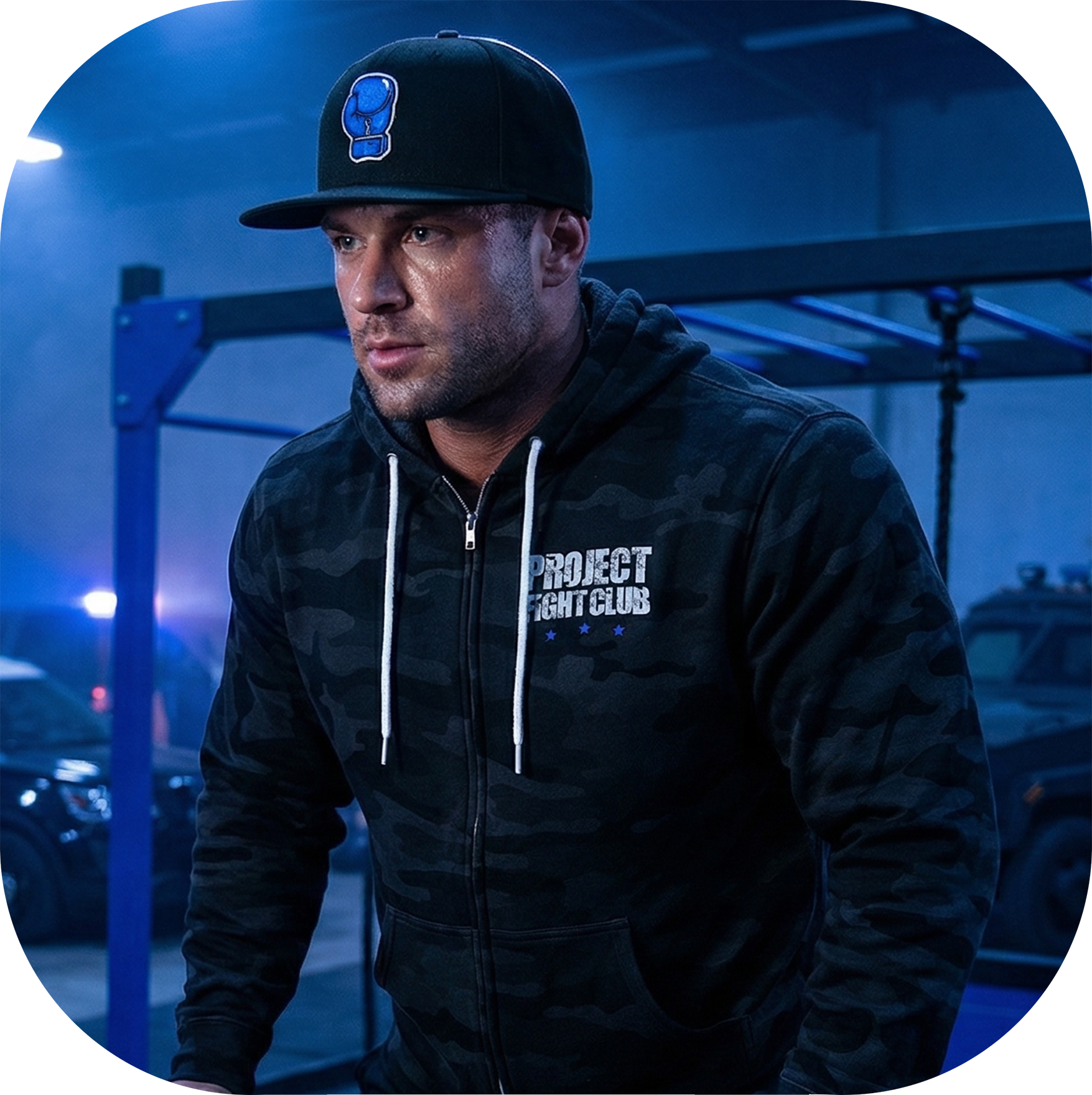 BLACK CAMO LIGHTWEIGHT ZIP HOODIE - SUPPORT POLICE
