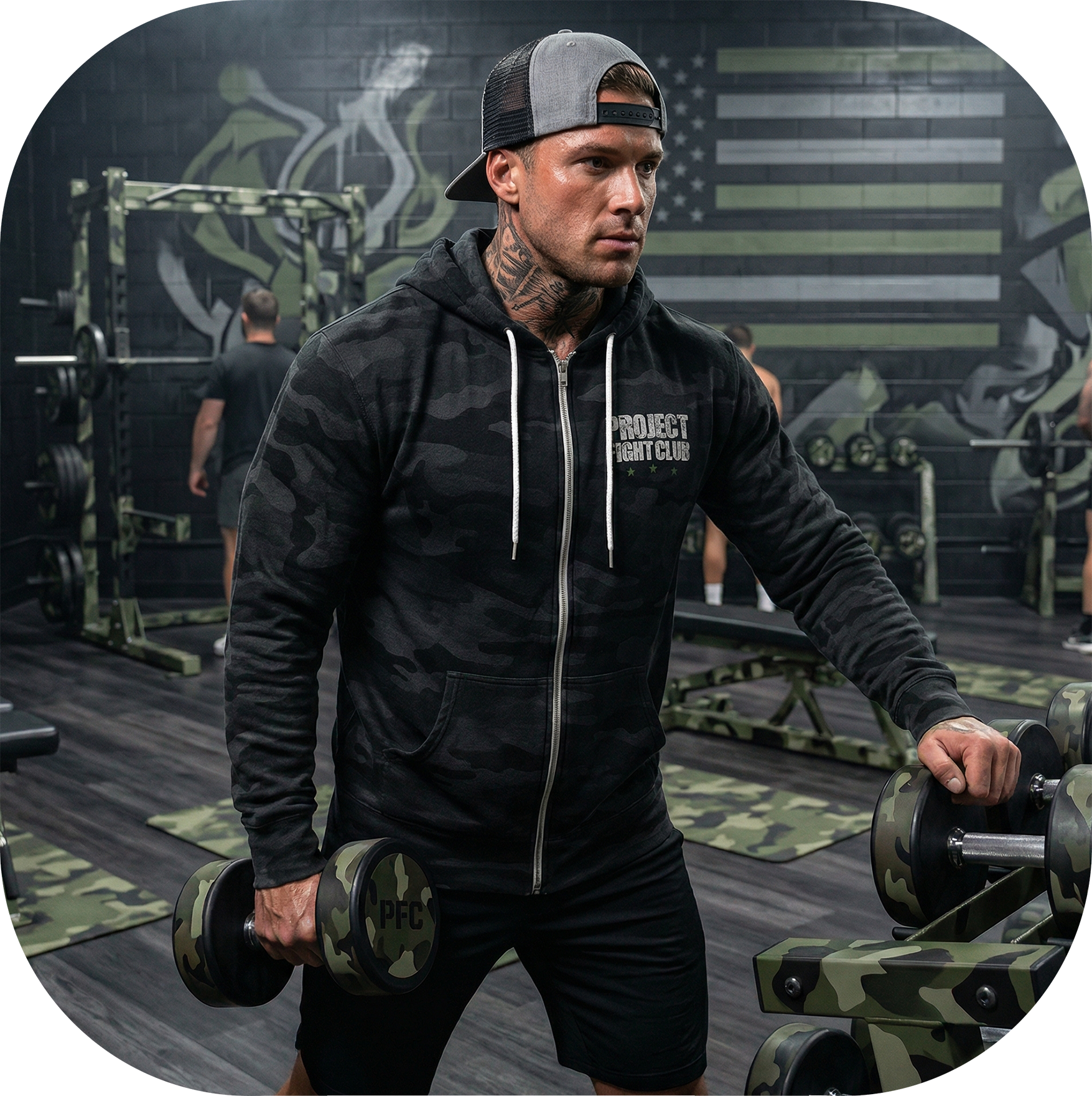 BLACK CAMO LIGHTWEIGHT ZIP HOODIE - HONOR SOLDIERS & VETERANS