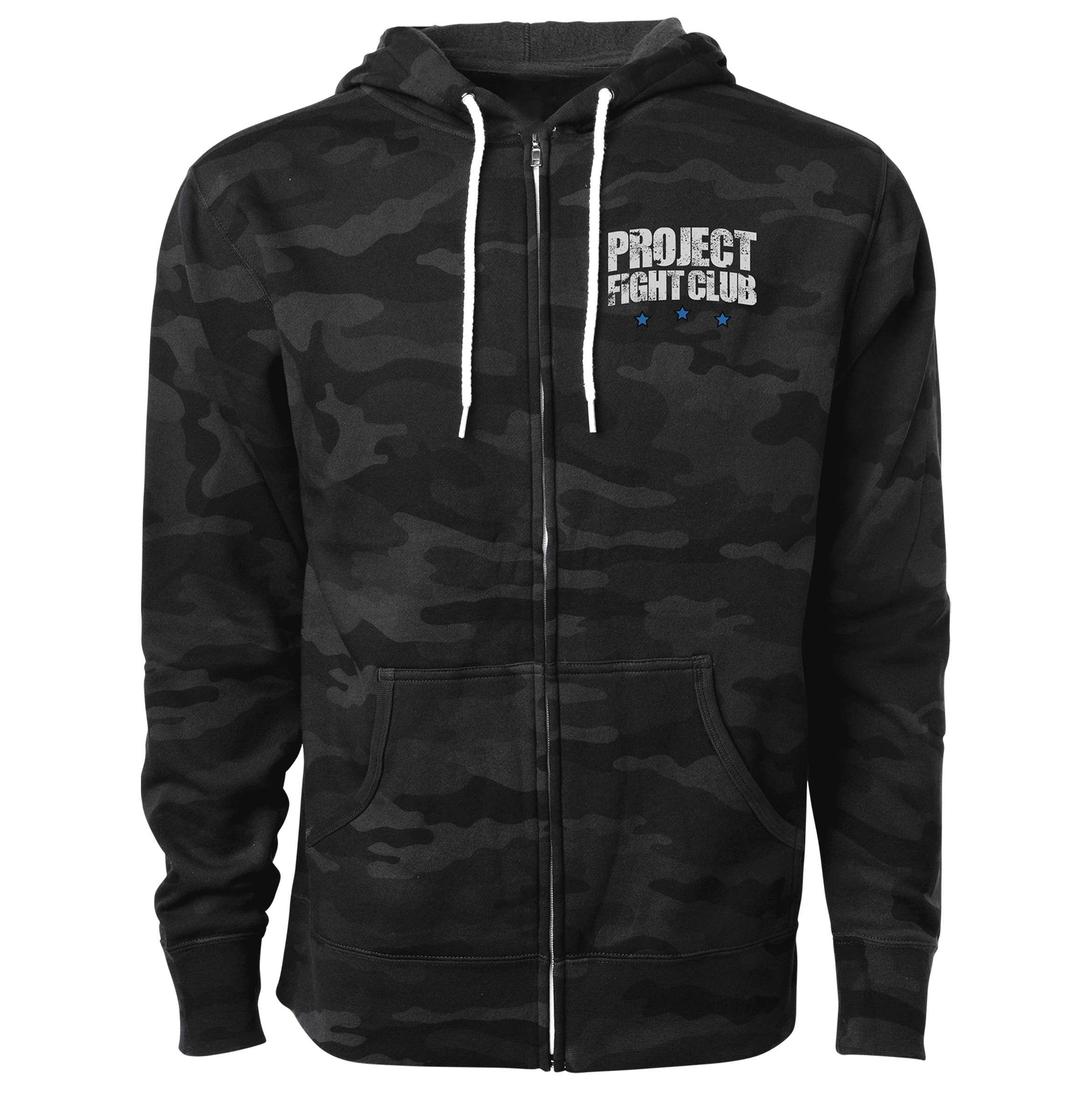 BLACK CAMO LIGHTWEIGHT ZIP HOODIE - SUPPORT POLICE
