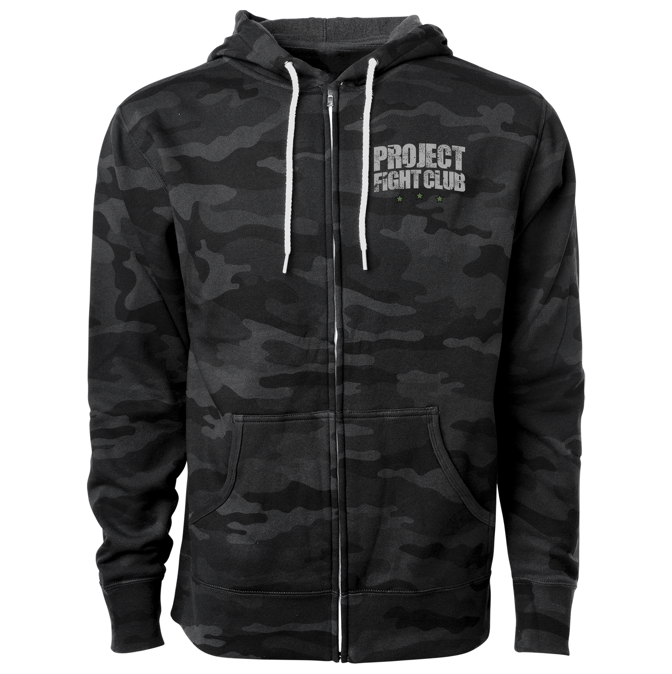 BLACK CAMO LIGHTWEIGHT ZIP HOODIE - HONOR SOLDIERS & VETERANS