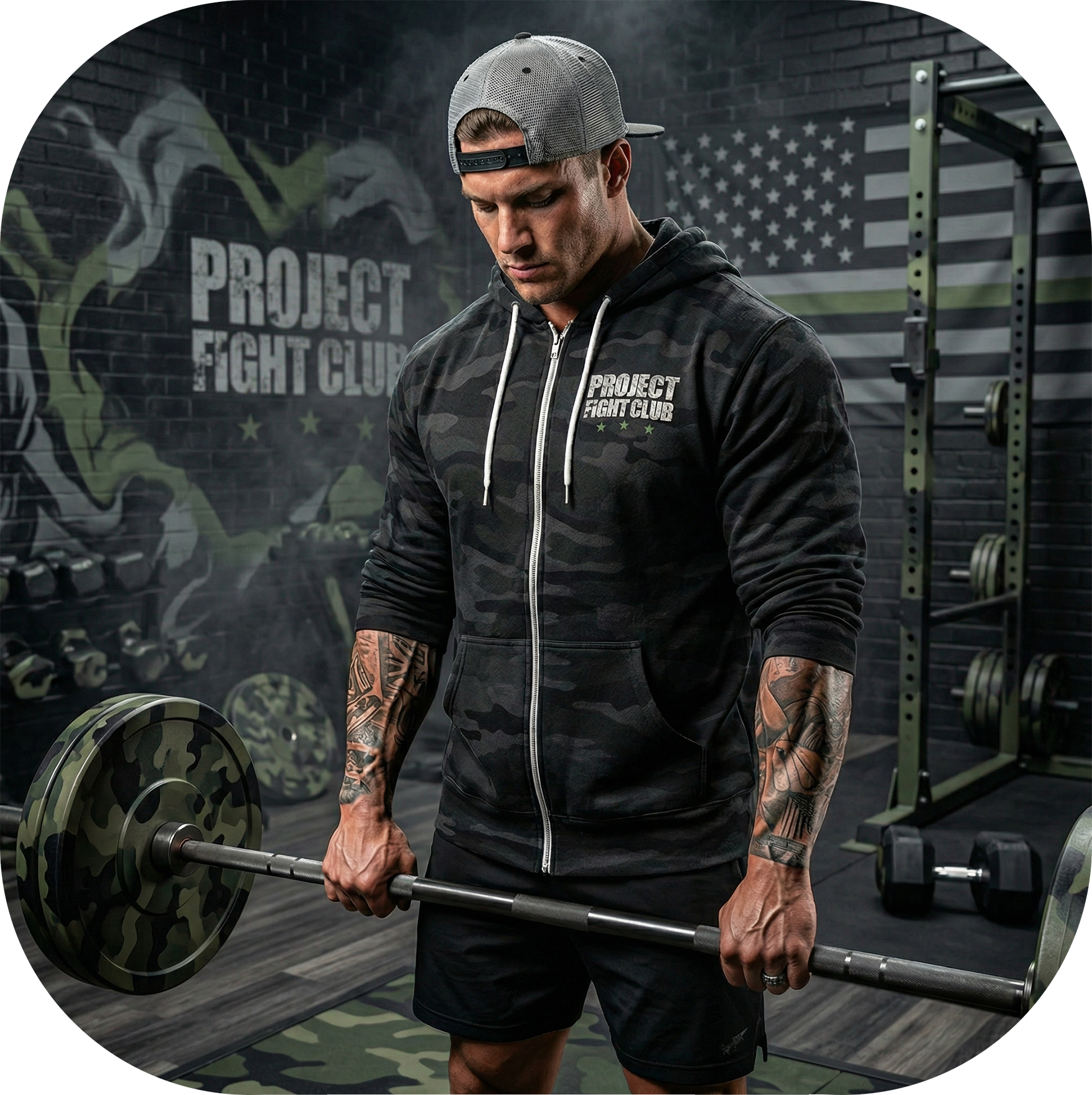 BLACK CAMO LIGHTWEIGHT ZIP HOODIE - HONOR SOLDIERS & VETERANS