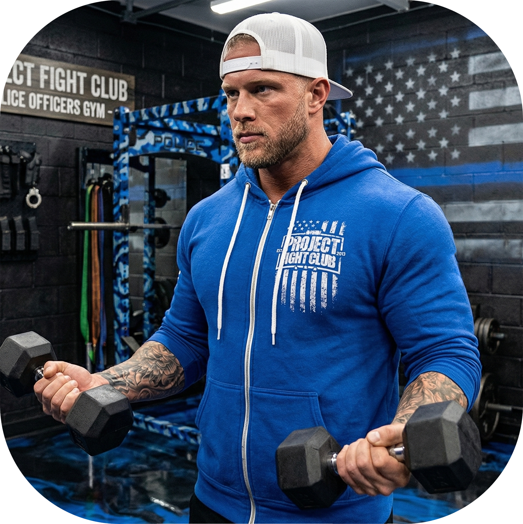 BLUE LIGHTWEIGHT ZIP HOODIE - SUPPORT POLICE