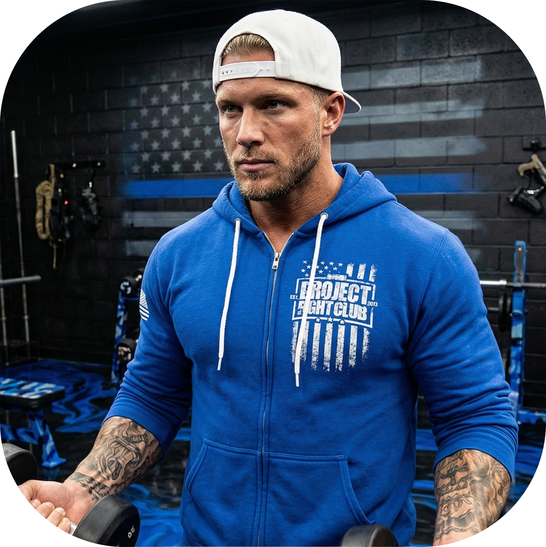BLUE LIGHTWEIGHT ZIP HOODIE - SUPPORT POLICE