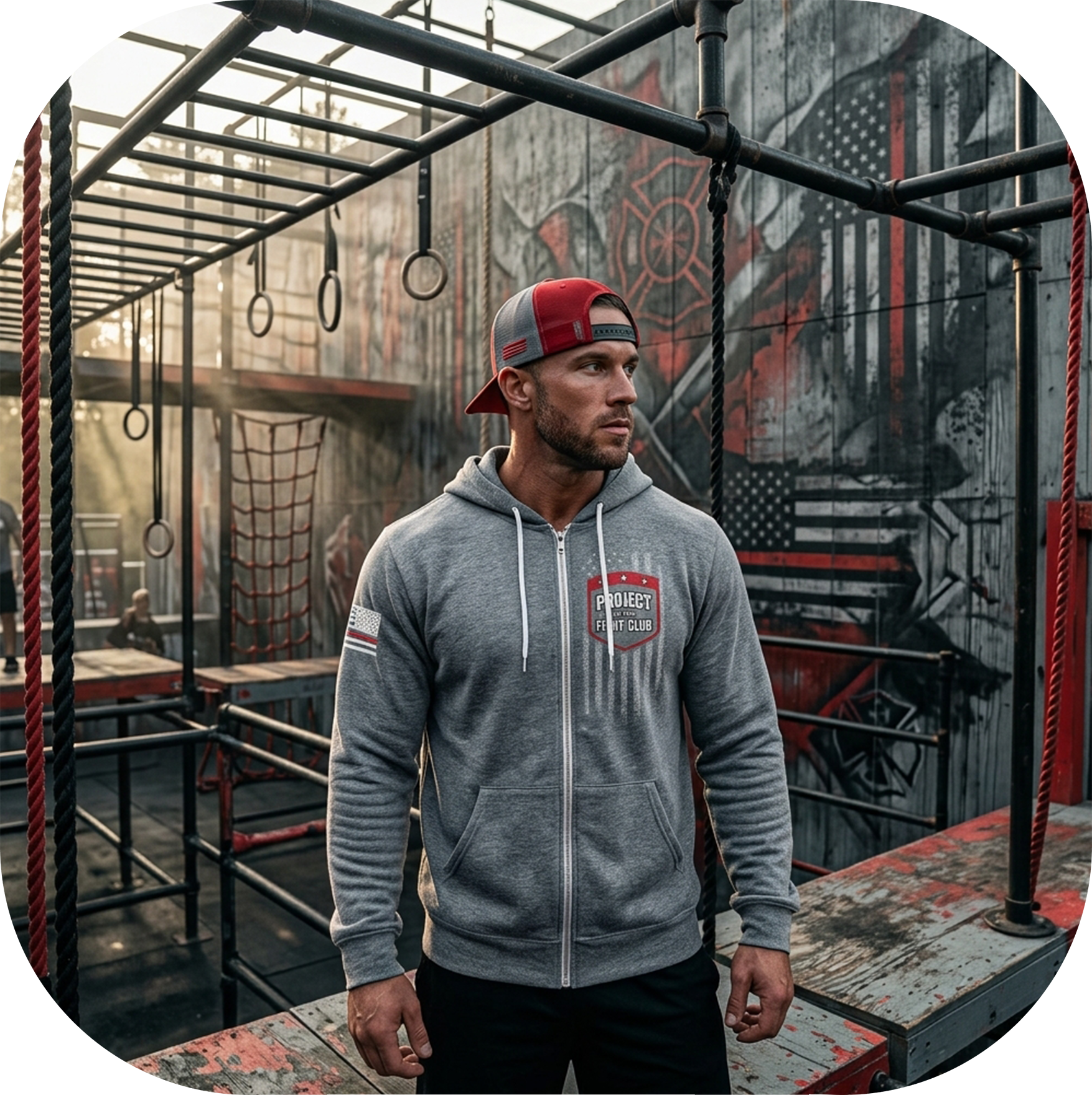 GREY LIGHTWEIGHT ZIP HOODIE - HONOR FIREFIGHTERS & EMTs