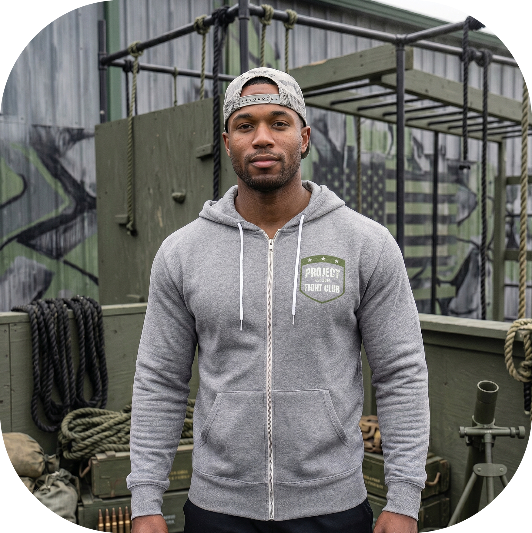 GREY LIGHTWEIGHT ZIP HOODIE - HONOR SOLDIERS & VETERANS