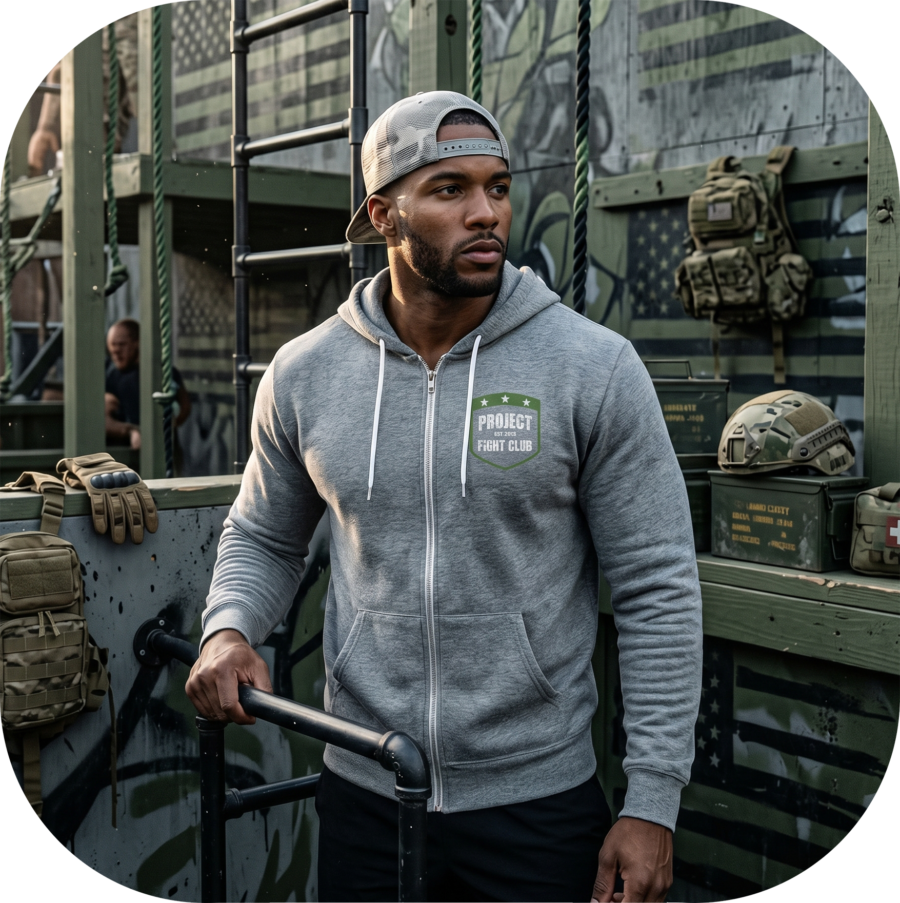 GREY LIGHTWEIGHT ZIP HOODIE - HONOR SOLDIERS & VETERANS