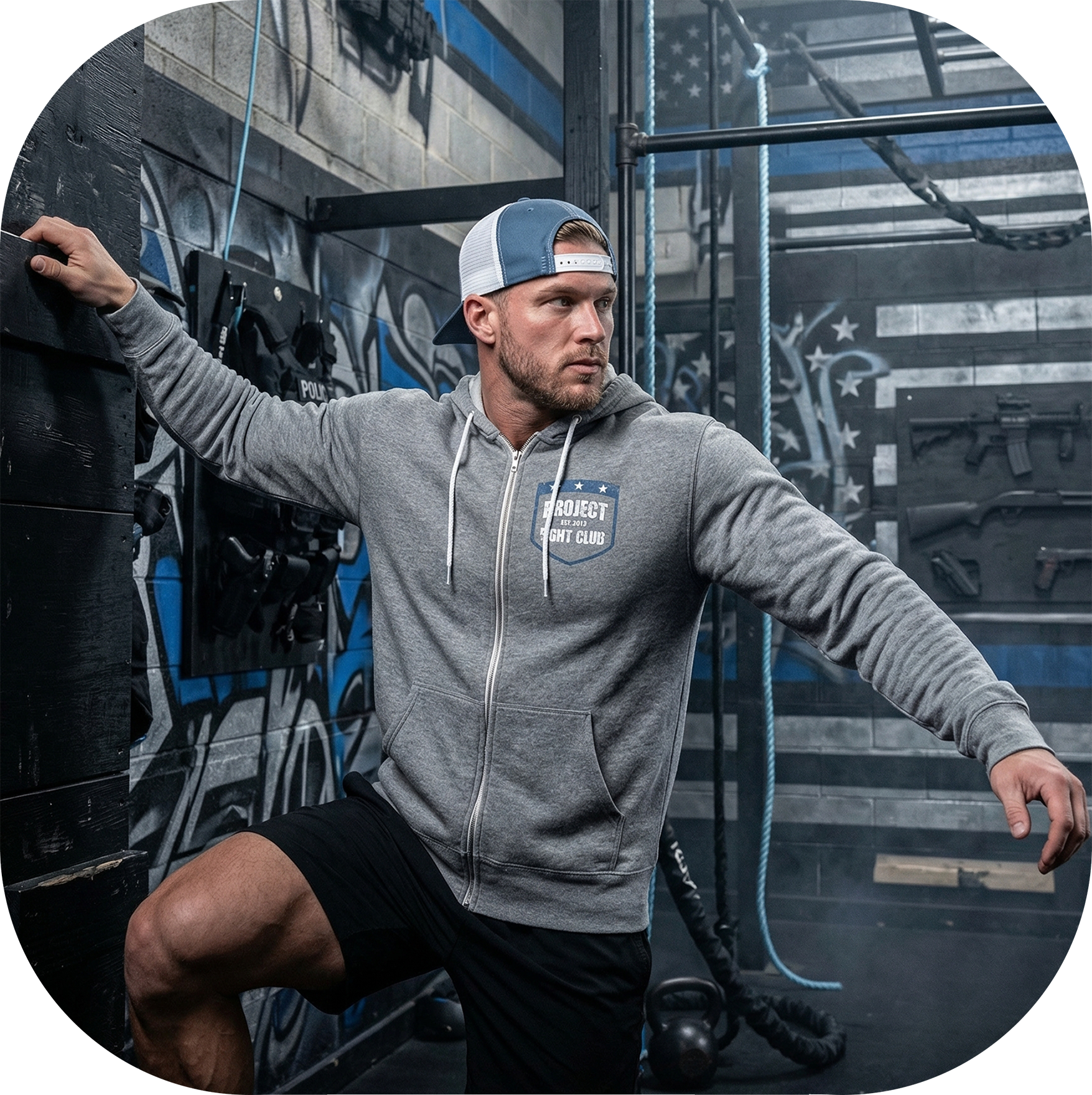 GUNMETAL LIGHTWEIGHT ZIP HOODIE - SUPPORT POLICE