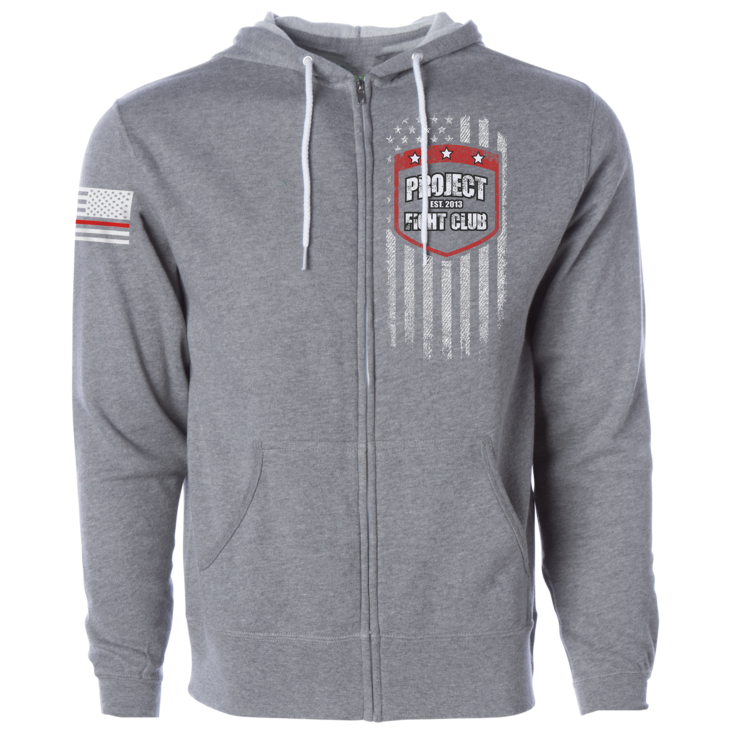 GREY LIGHTWEIGHT ZIP HOODIE - HONOR FIREFIGHTERS & EMTs