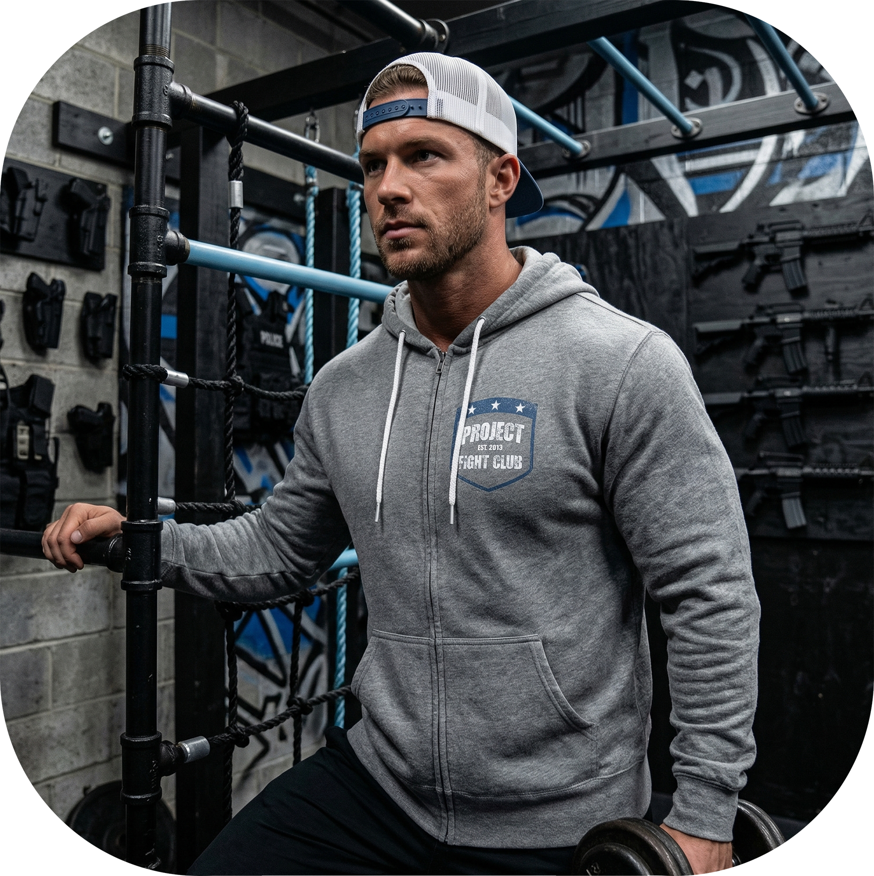 GUNMETAL LIGHTWEIGHT ZIP HOODIE - SUPPORT POLICE