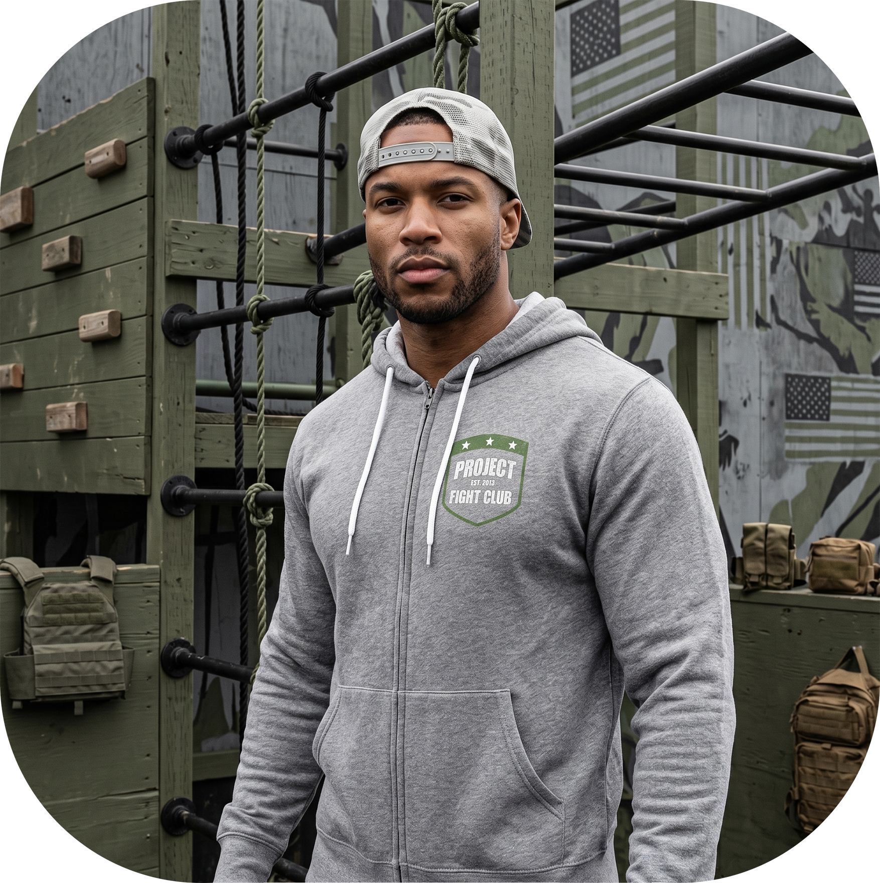 GREY LIGHTWEIGHT ZIP HOODIE - HONOR SOLDIERS & VETERANS