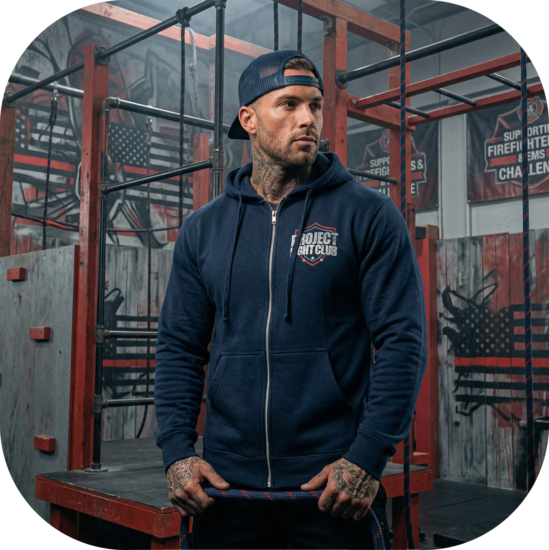 NAVY LIGHTWEIGHT ZIP HOODIE - HONOR FIREFIGHTERS & EMTs