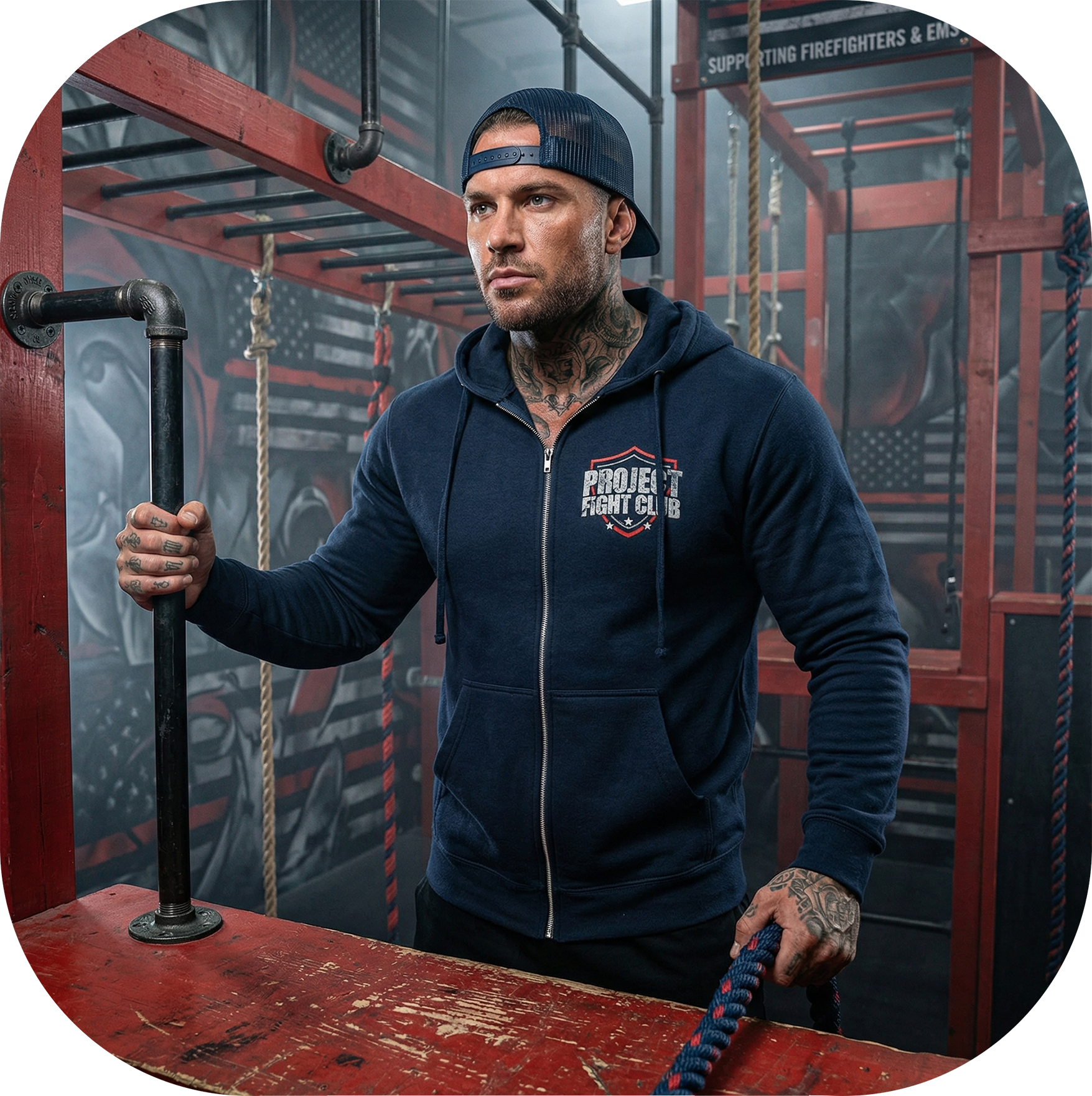 NAVY LIGHTWEIGHT ZIP HOODIE - HONOR FIREFIGHTERS & EMTs