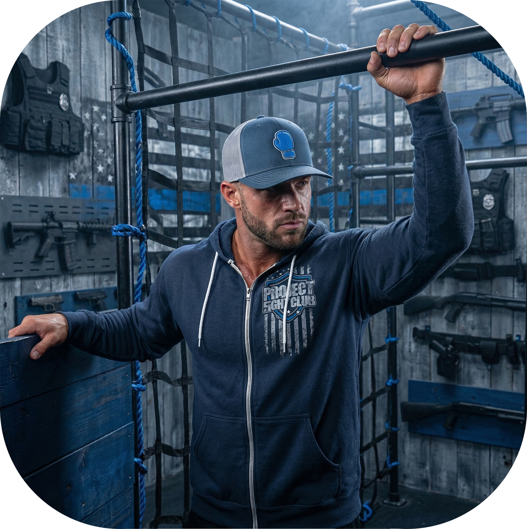 SLATE BLUE LIGHTWEIGHT ZIP HOODIE - SUPPORT POLICE