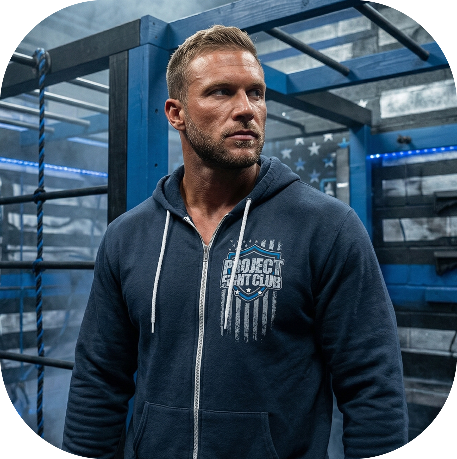 SLATE BLUE LIGHTWEIGHT ZIP HOODIE - SUPPORT POLICE