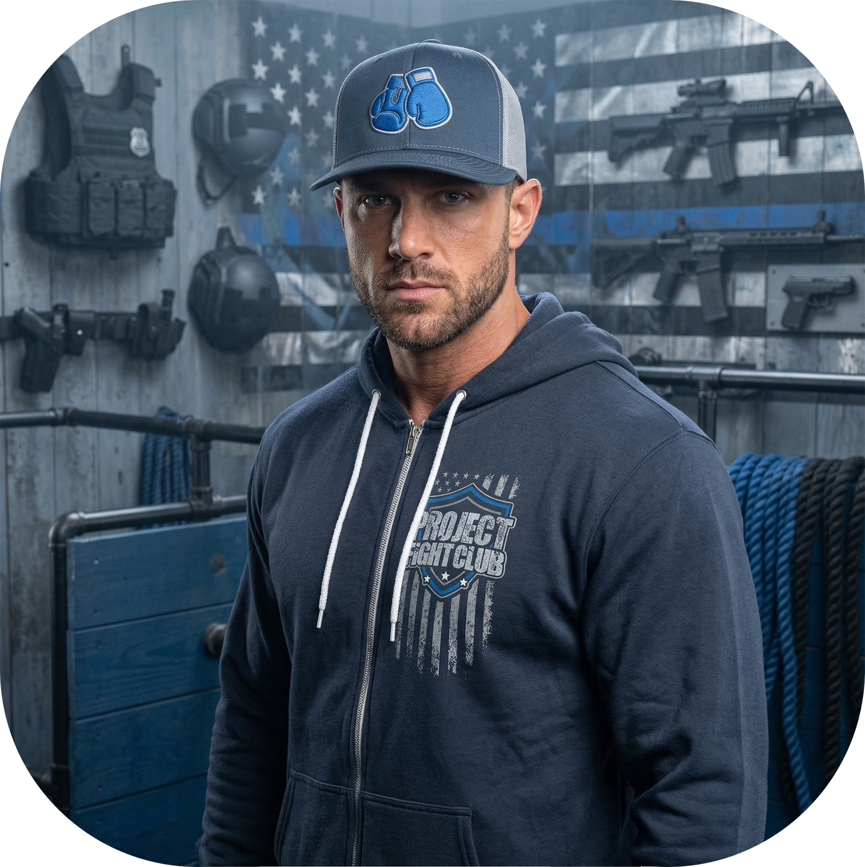 SLATE BLUE LIGHTWEIGHT ZIP HOODIE - SUPPORT POLICE