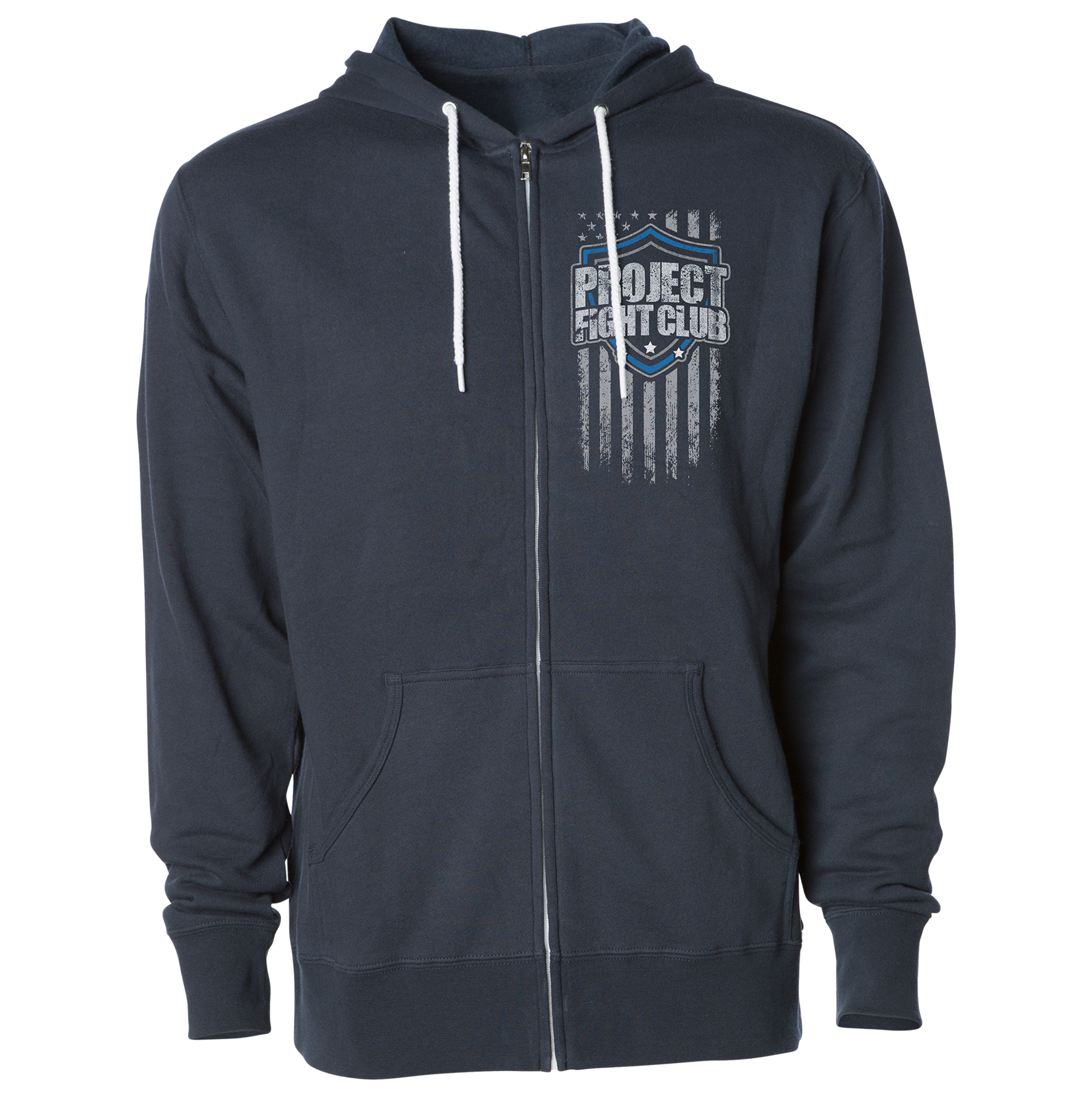 SLATE BLUE LIGHTWEIGHT ZIP HOODIE - SUPPORT POLICE