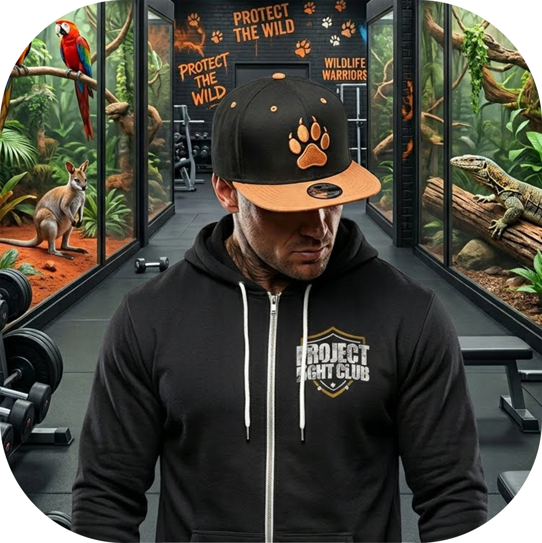 BLACK LIGHTWEIGHT ZIP HOODIE - PROTECT ANIMALS & WILDLIFE
