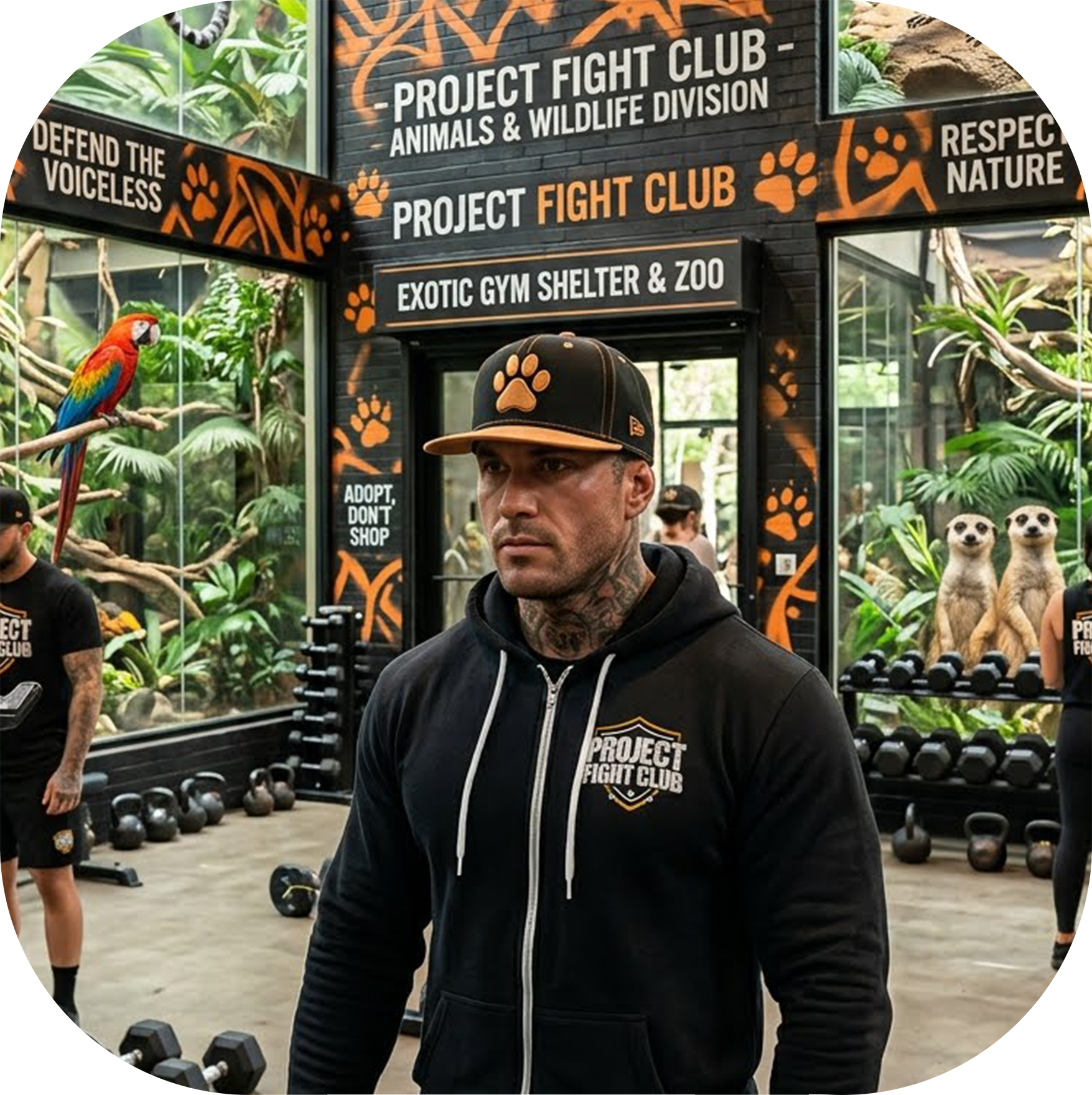 BLACK LIGHTWEIGHT ZIP HOODIE - PROTECT ANIMALS & WILDLIFE