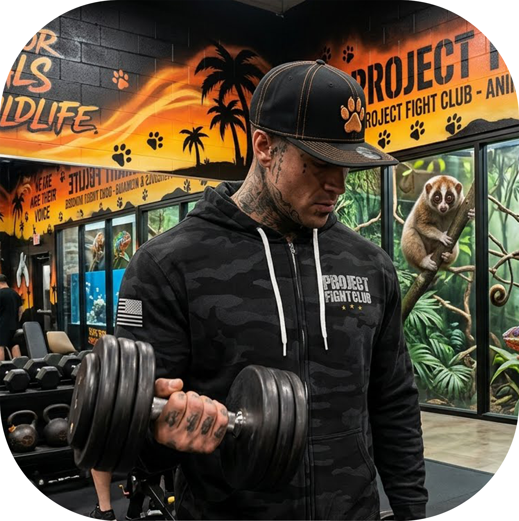 BLACK CAMO LIGHTWEIGHT ZIP HOODIE - PROTECT ANIMALS & WILDLIFE