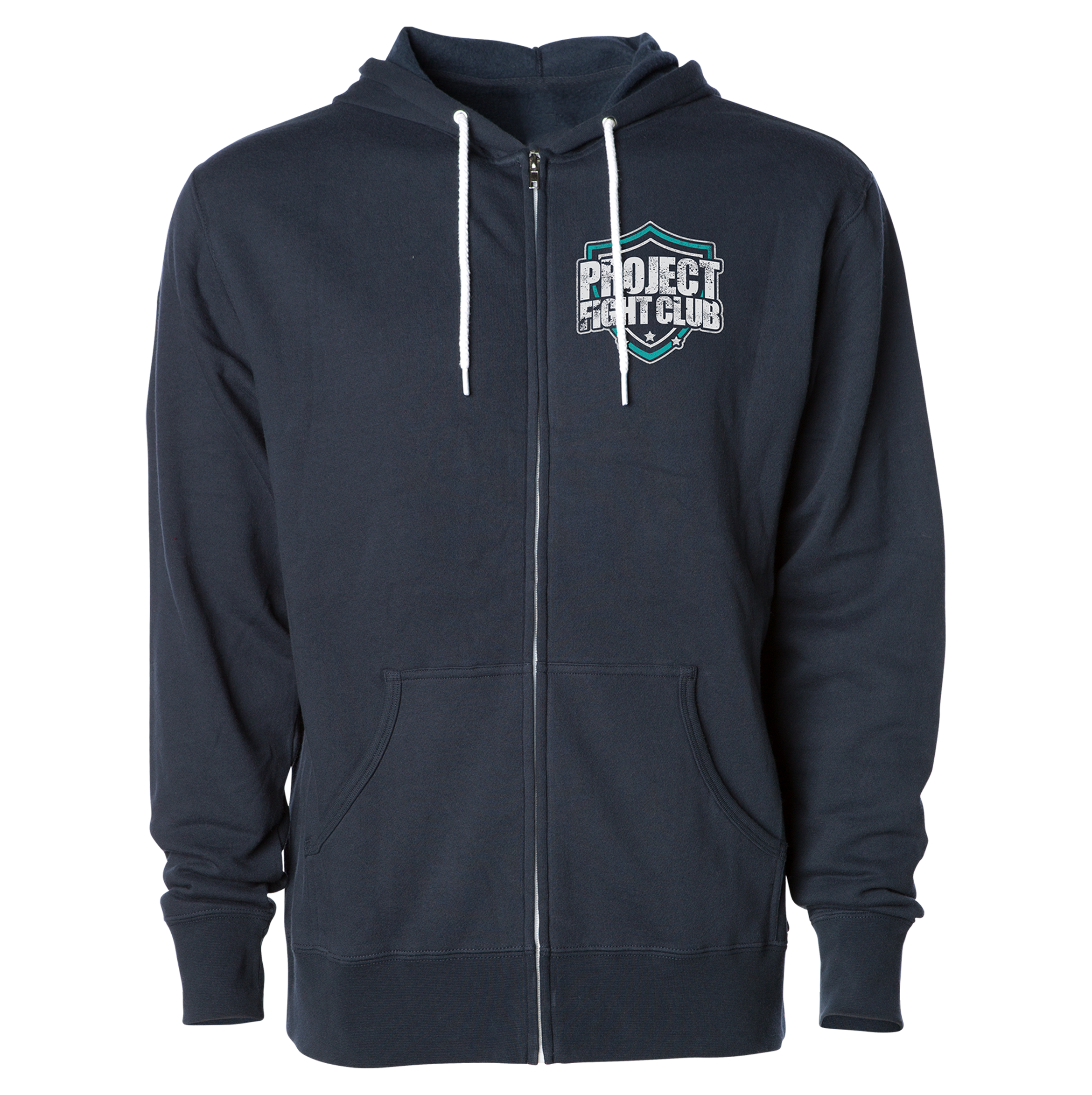 NAVY LIGHTWEIGHT ZIP HOODIE - FIGHT ADDICTION
