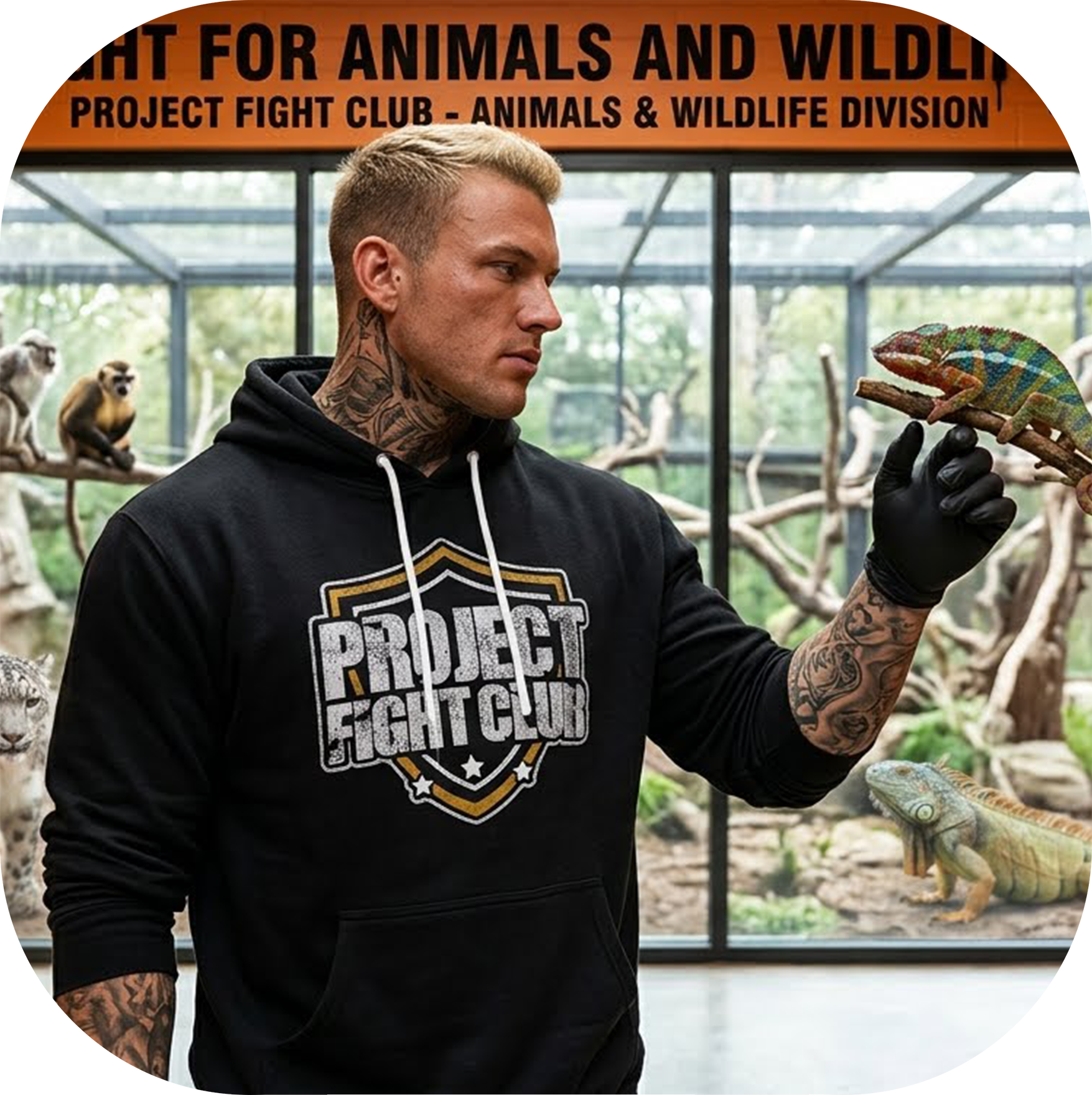BLACK LIGHTWEIGHT HOODIE - PROTECT ANIMALS & WILDLIFE