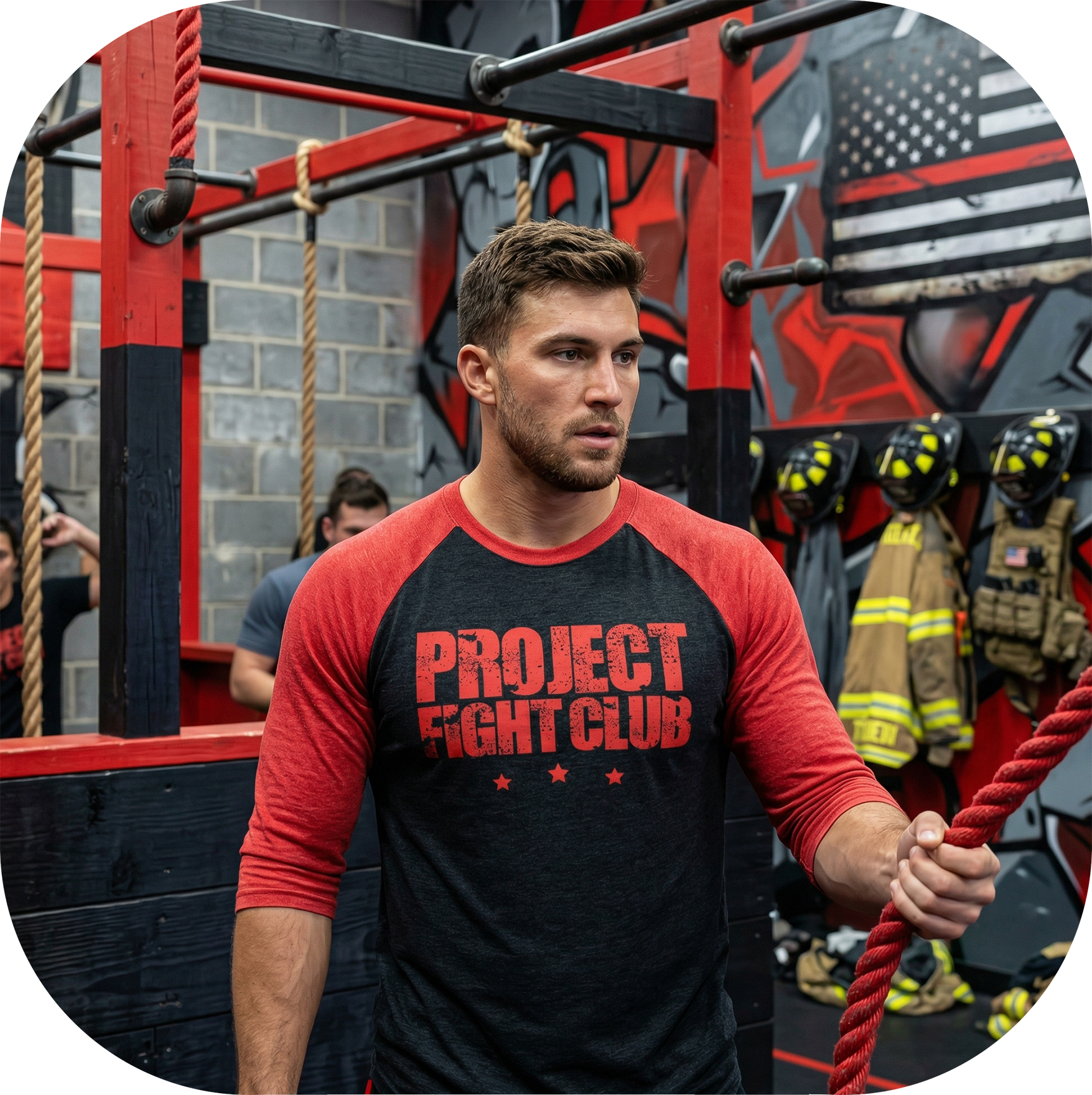 BLACK & RED BASEBALL TEE - HONOR FIREFIGHTERS & EMTs