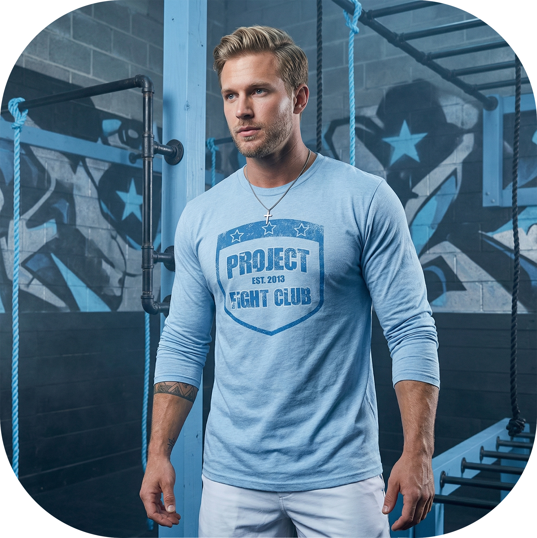 LIGHT BLUE LONG SLEEVE TEE - SUPPORT POLICE
