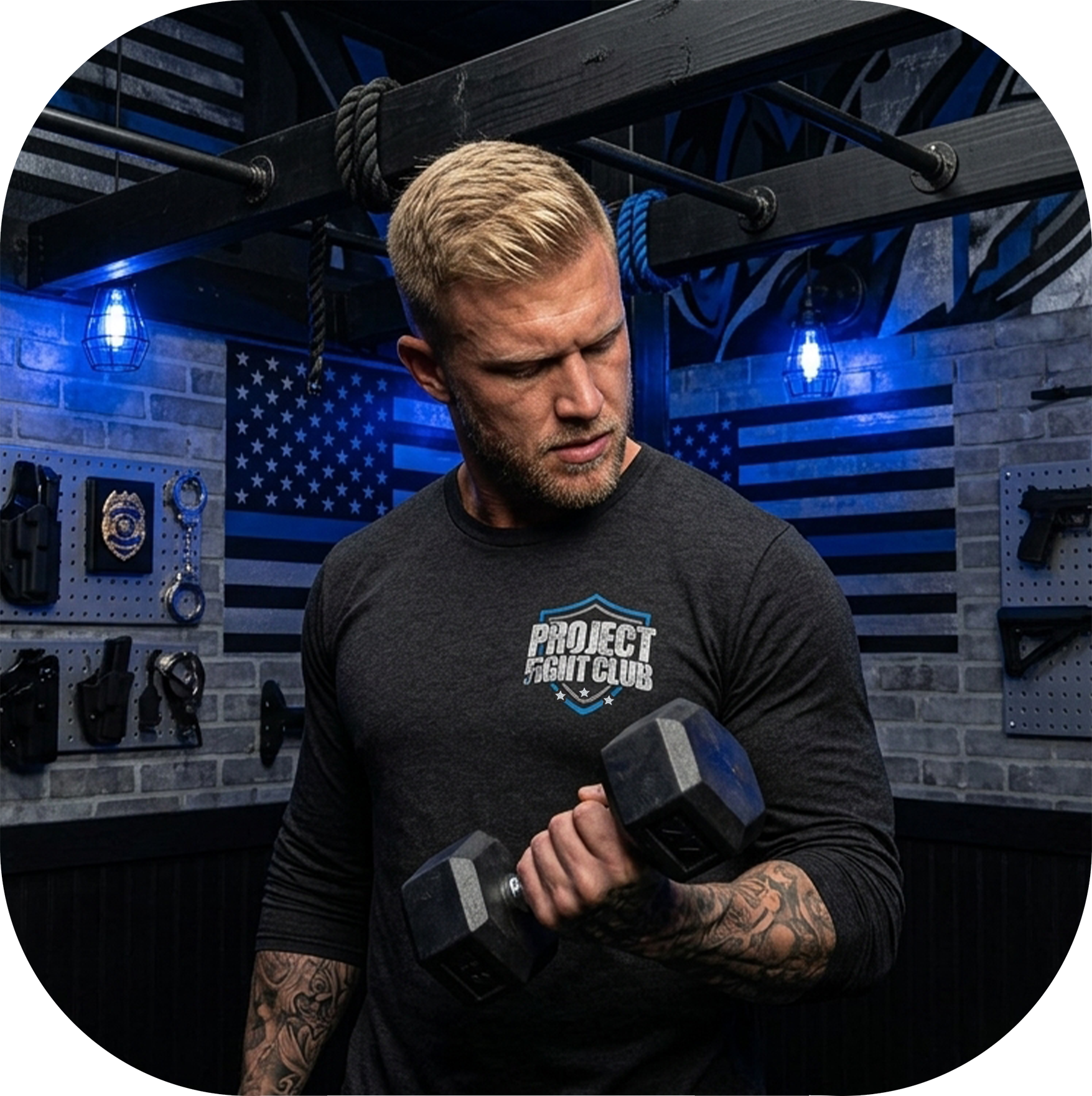MENS BLACK LONG SLEEVE TEE #6 - SUPPORT POLICE